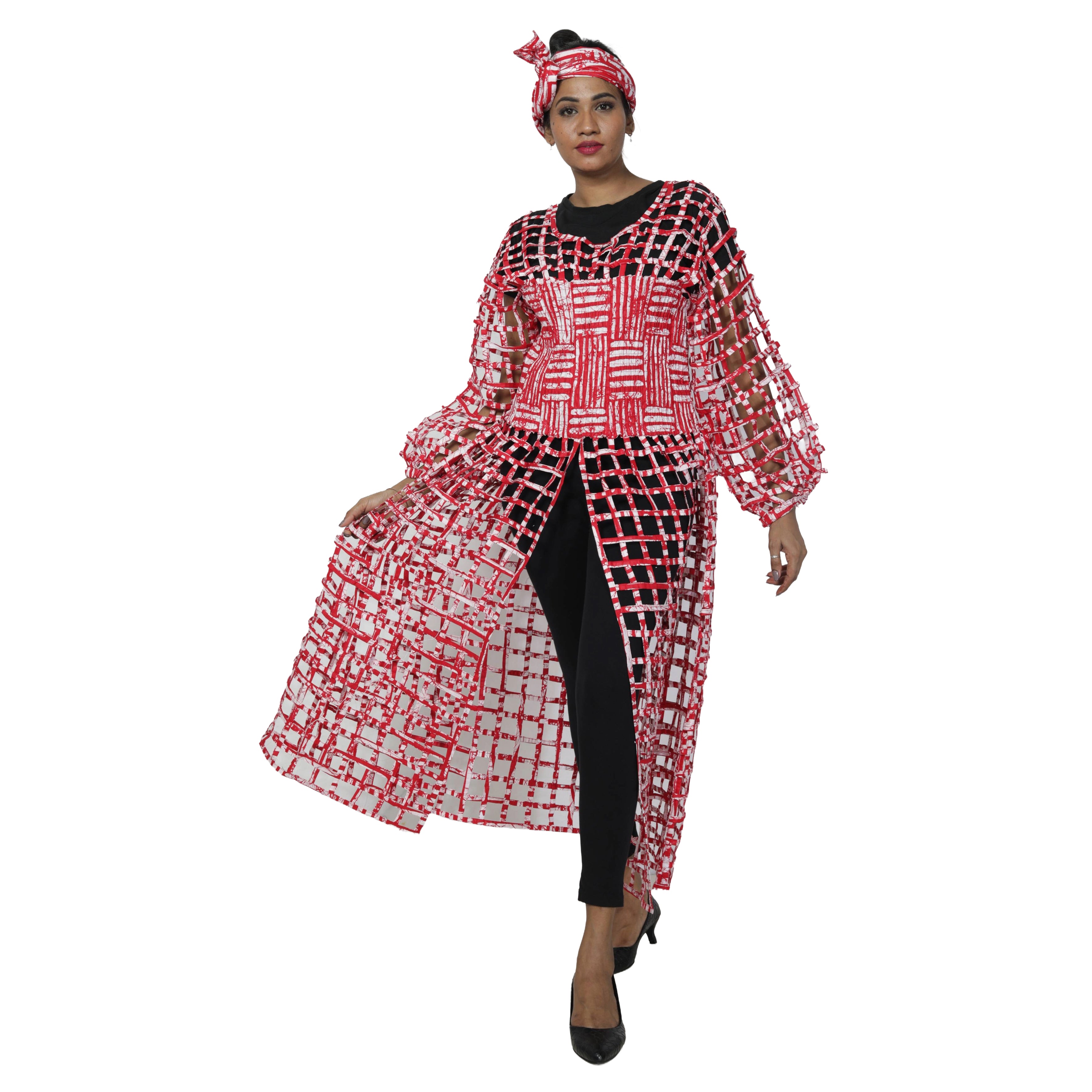 Women's Long Sleeve Smocked Bodice Cage Dress -- FI-ST122