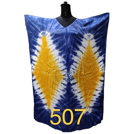 Women's Blue And Yellow Tie Dye Kaftan - African Stars