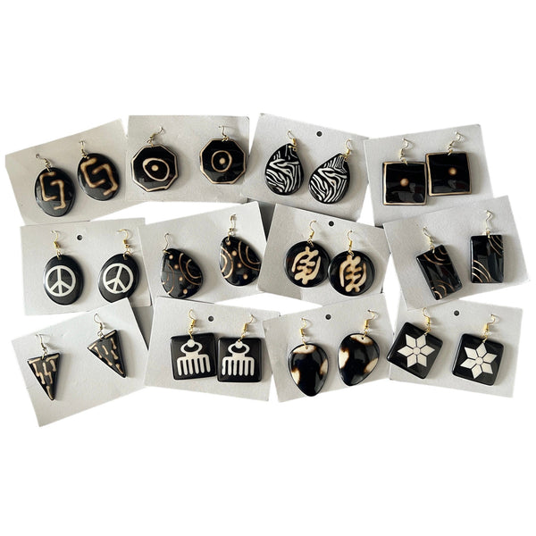 African Resin Tribal Earrings -- PER DOZEN