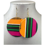 African Print Circle Earrings -- PER DOZEN