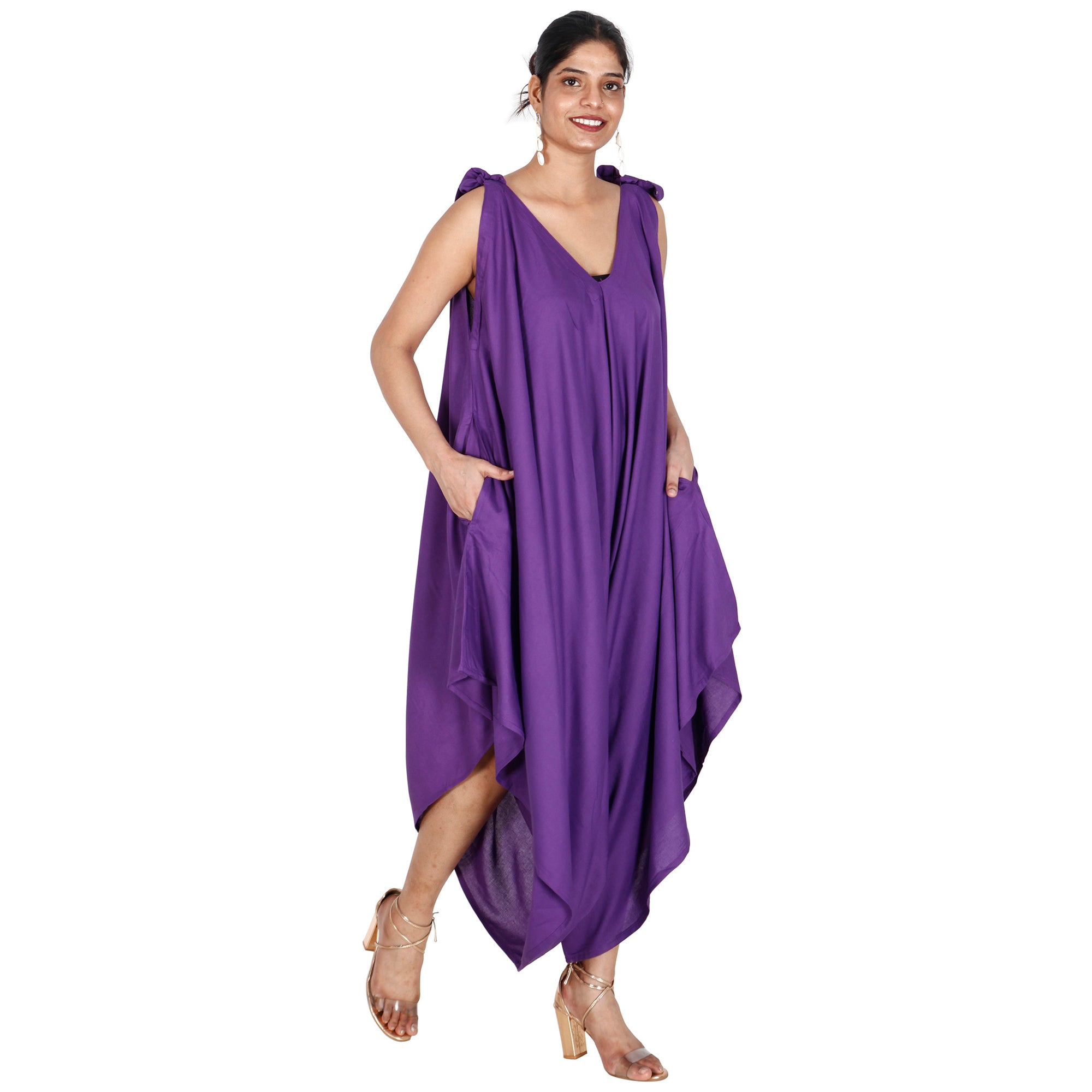 Women's Rayon Jumpsuit with Tie Sleeves FI-R3023