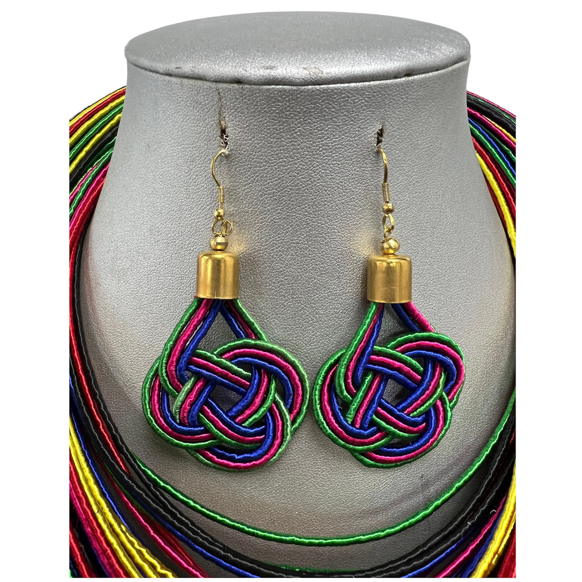 Women's Multicolor Multiple Layer Necklace and Earring Set