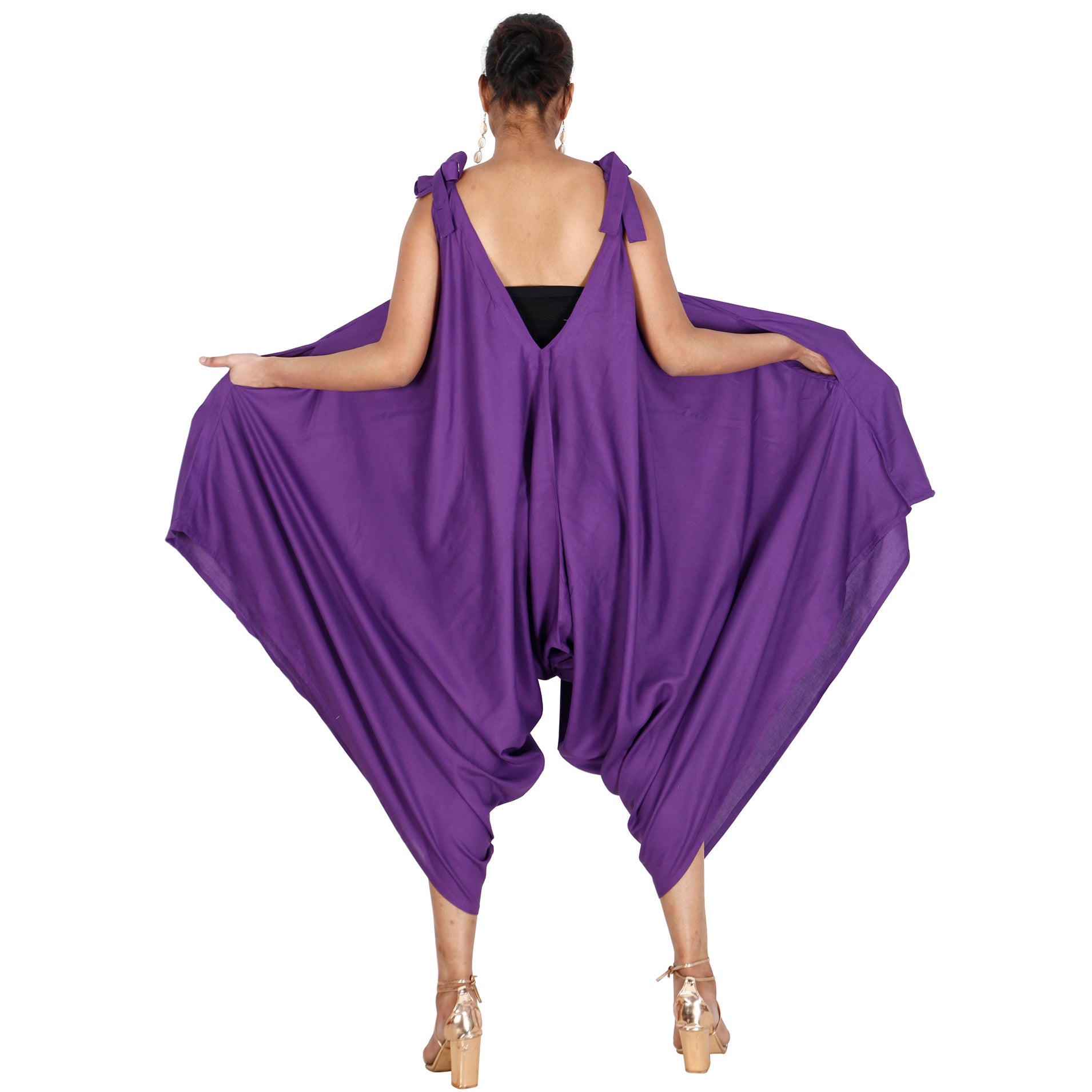 Women's Rayon Jumpsuit with Tie Sleeves FI-R3023