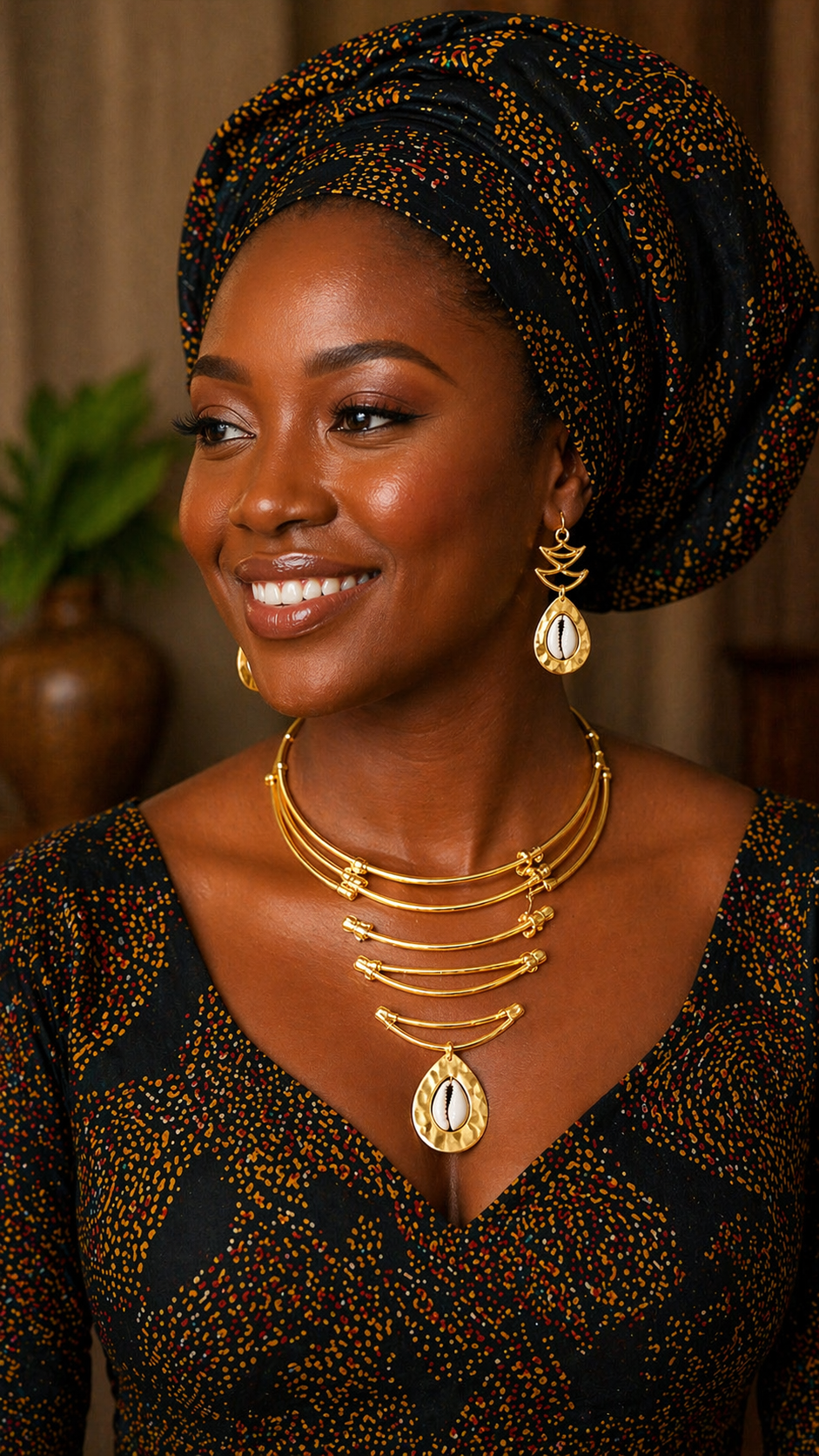 Teardrop Cowrie Shell Pendant Design Necklace Set