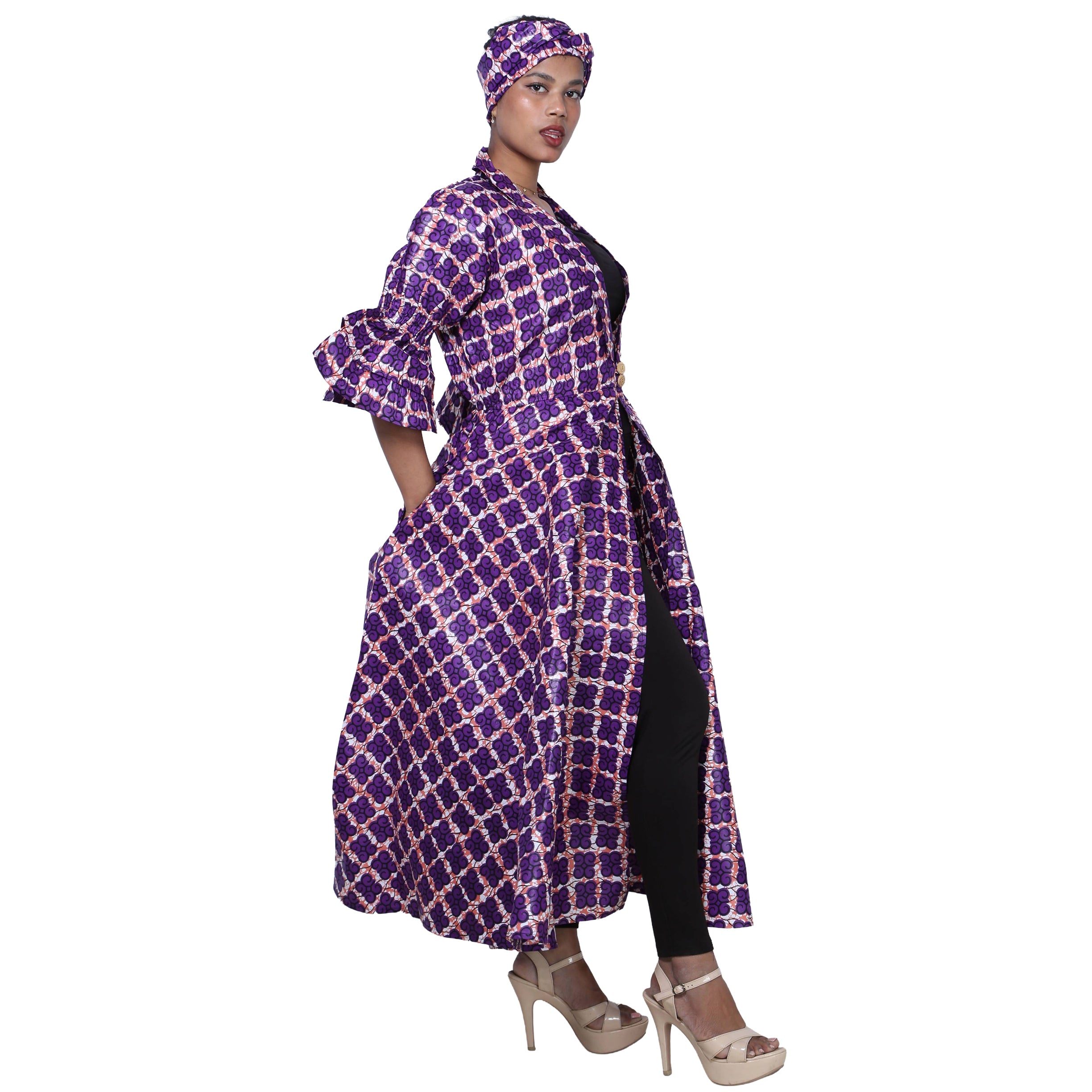 Women's Fitted Collared Jacket with Frill Sleeves -- FI-3146