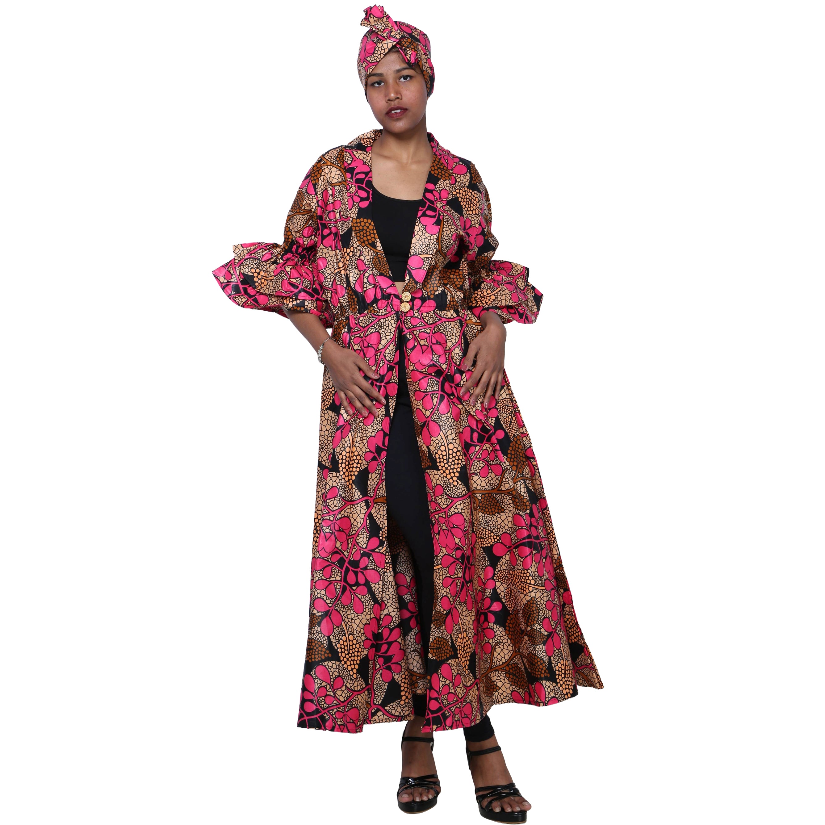 Women's Fitted Collared Jacket with Frill Sleeves -- FI-3146