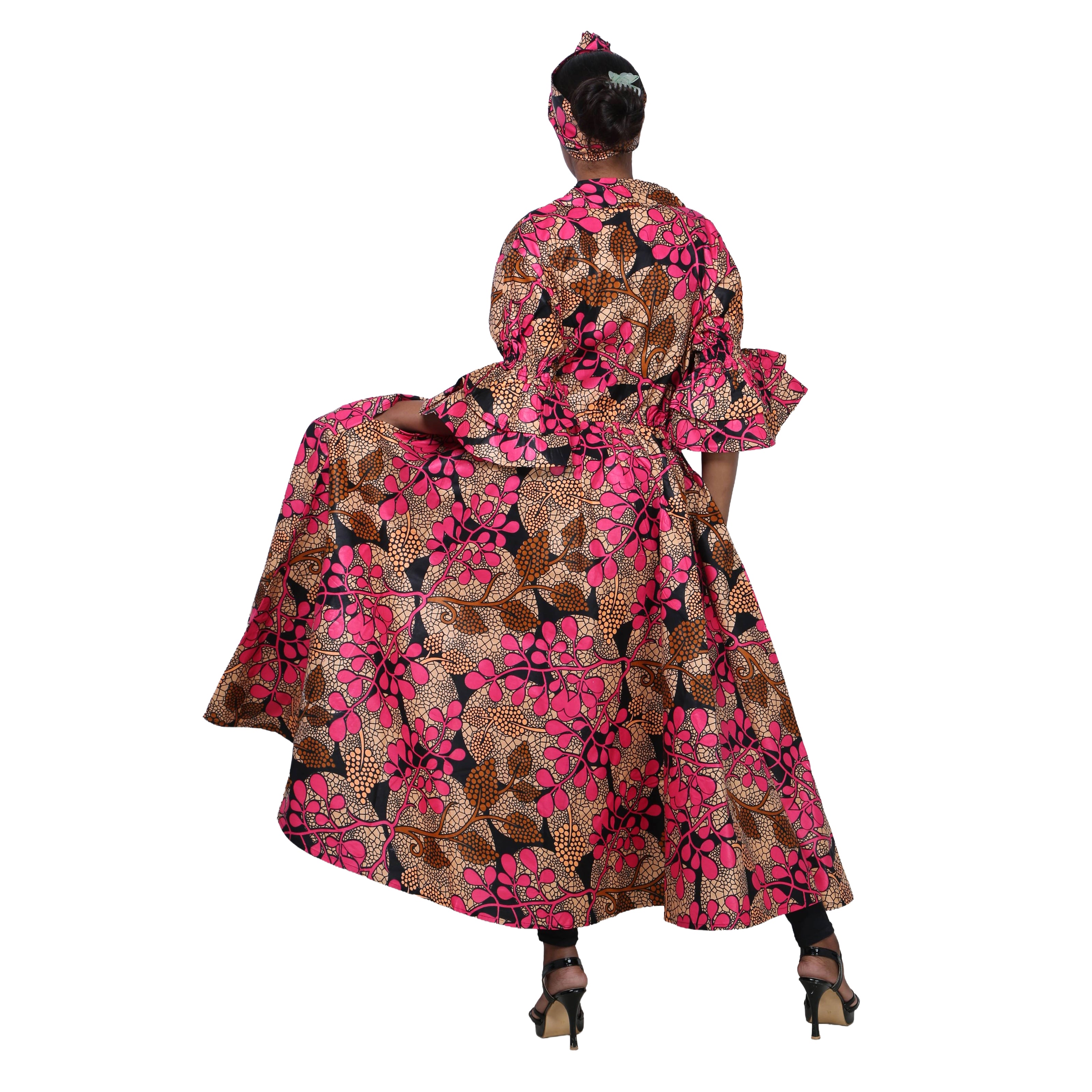 Women's Fitted Collared Jacket with Frill Sleeves -- FI-3146