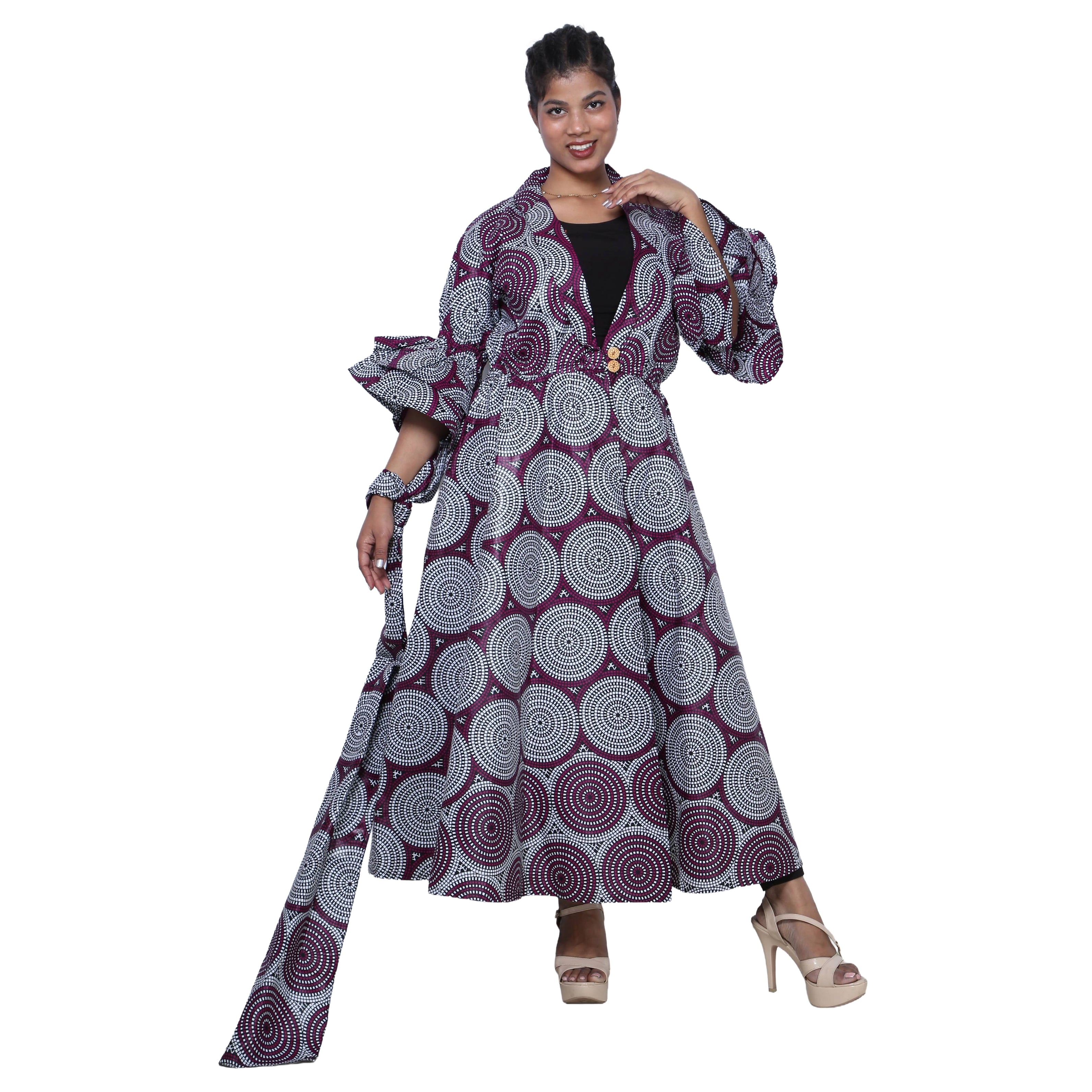 Women's Fitted Collared Jacket with Frill Sleeves -- FI-3146