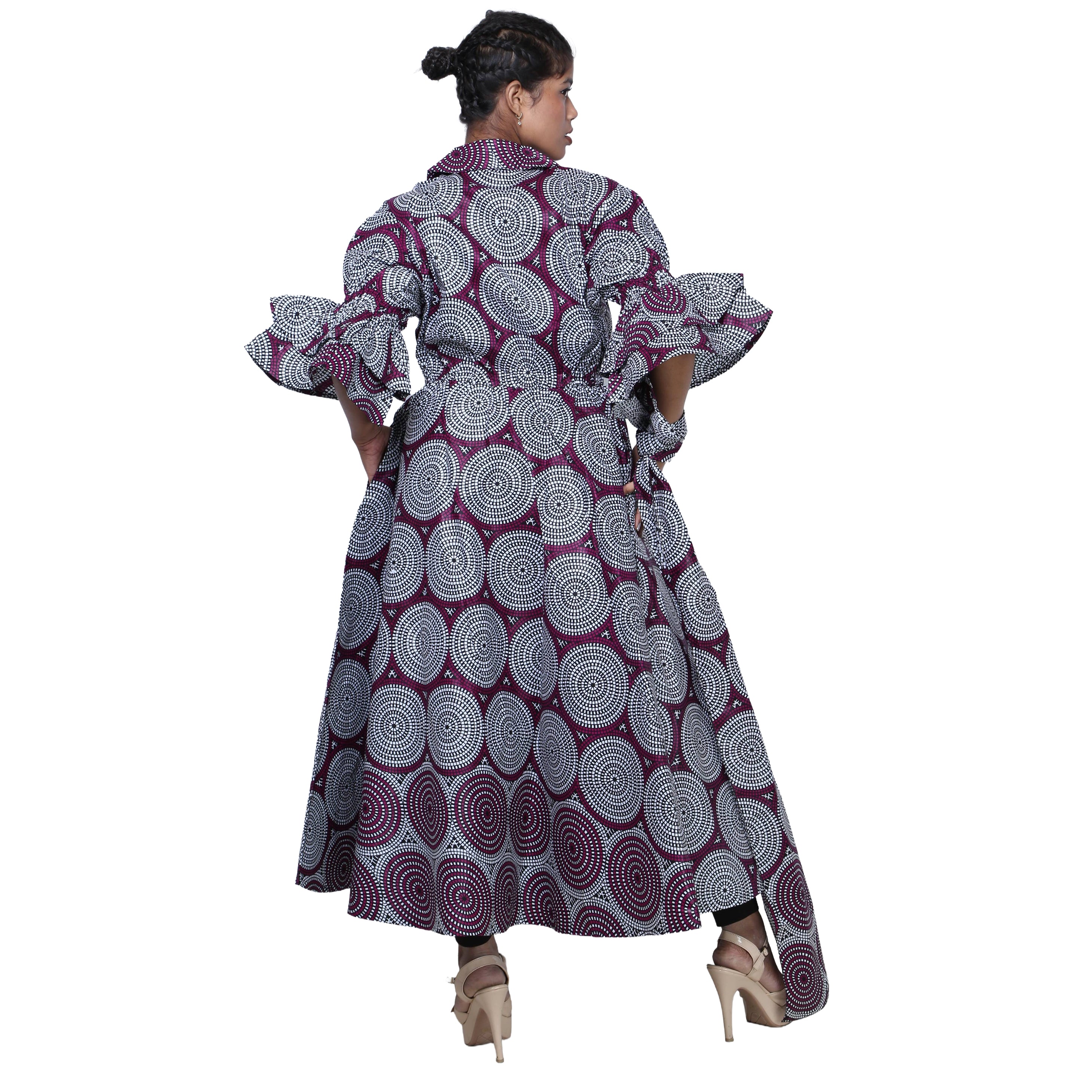 Women's Fitted Collared Jacket with Frill Sleeves -- FI-3146
