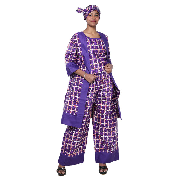 Women's African Printed 4 Pc Set -- FI-4056