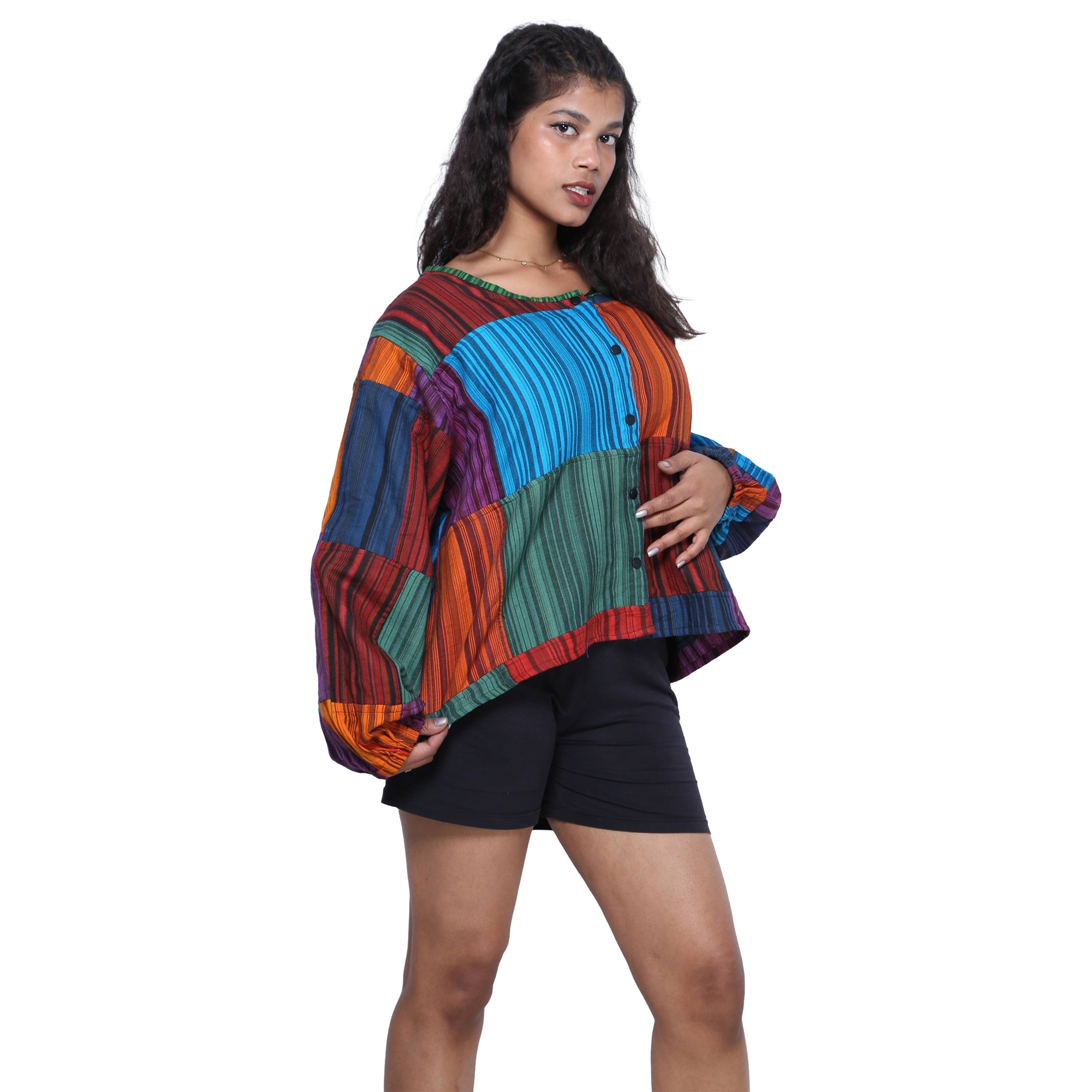 Women's Long Sleeve Top with Buttons -- FI-5554