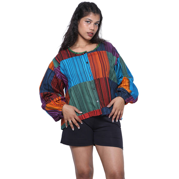 Women's Long Sleeve Top with Buttons -- FI-5554
