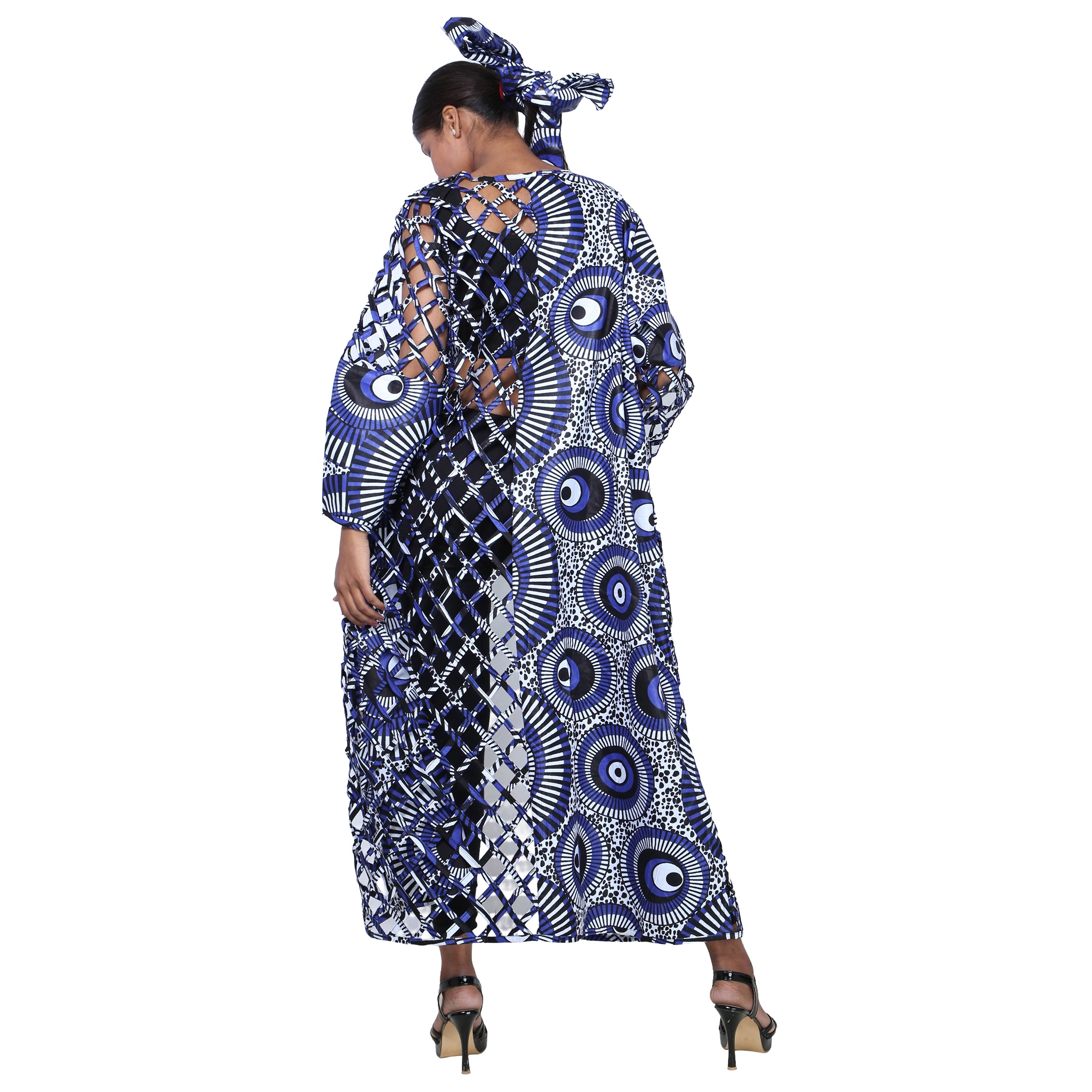Women's African Half Printed Cage Maxi Jacket -- FI-ST134