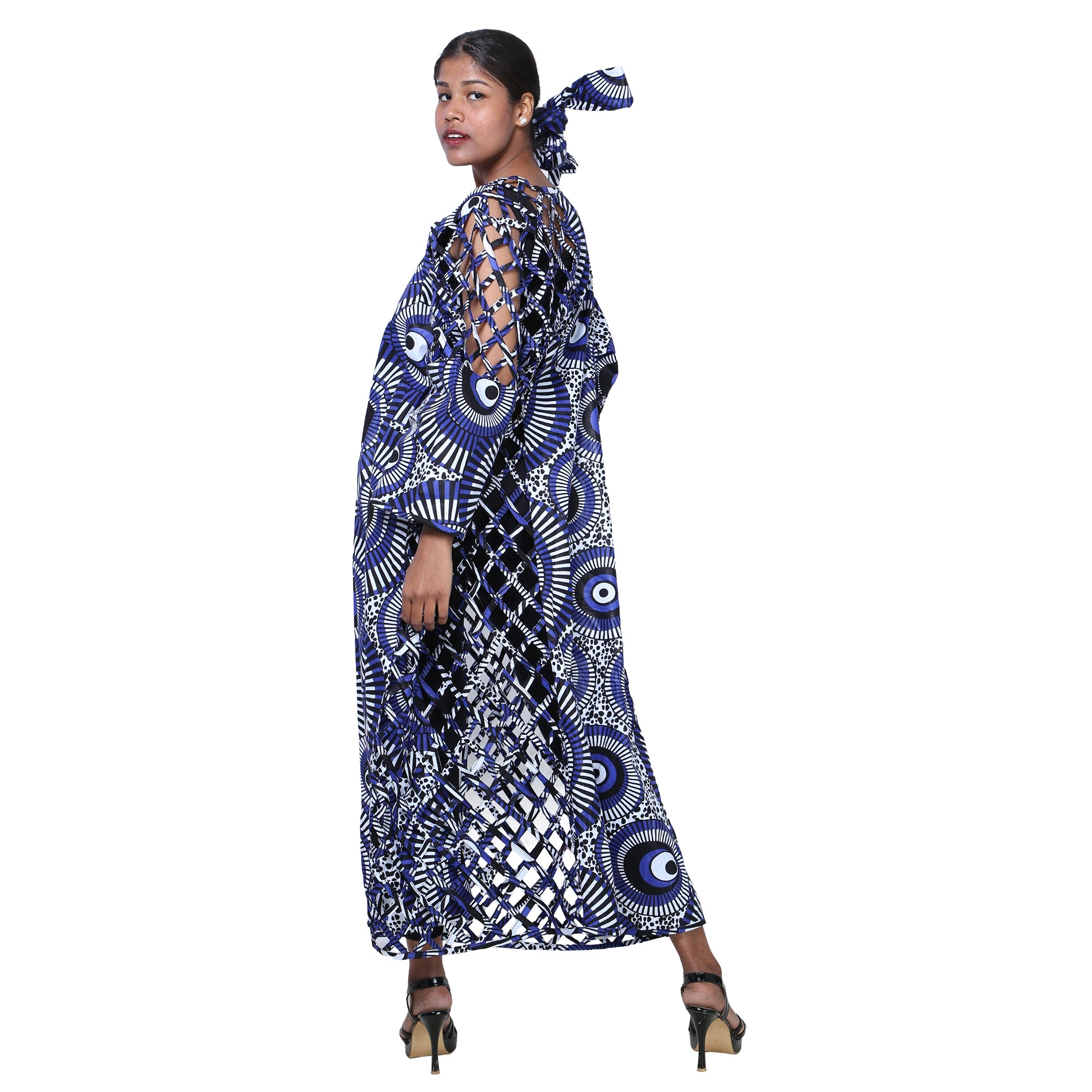 Women's African Half Printed Cage Maxi Jacket -- FI-ST134