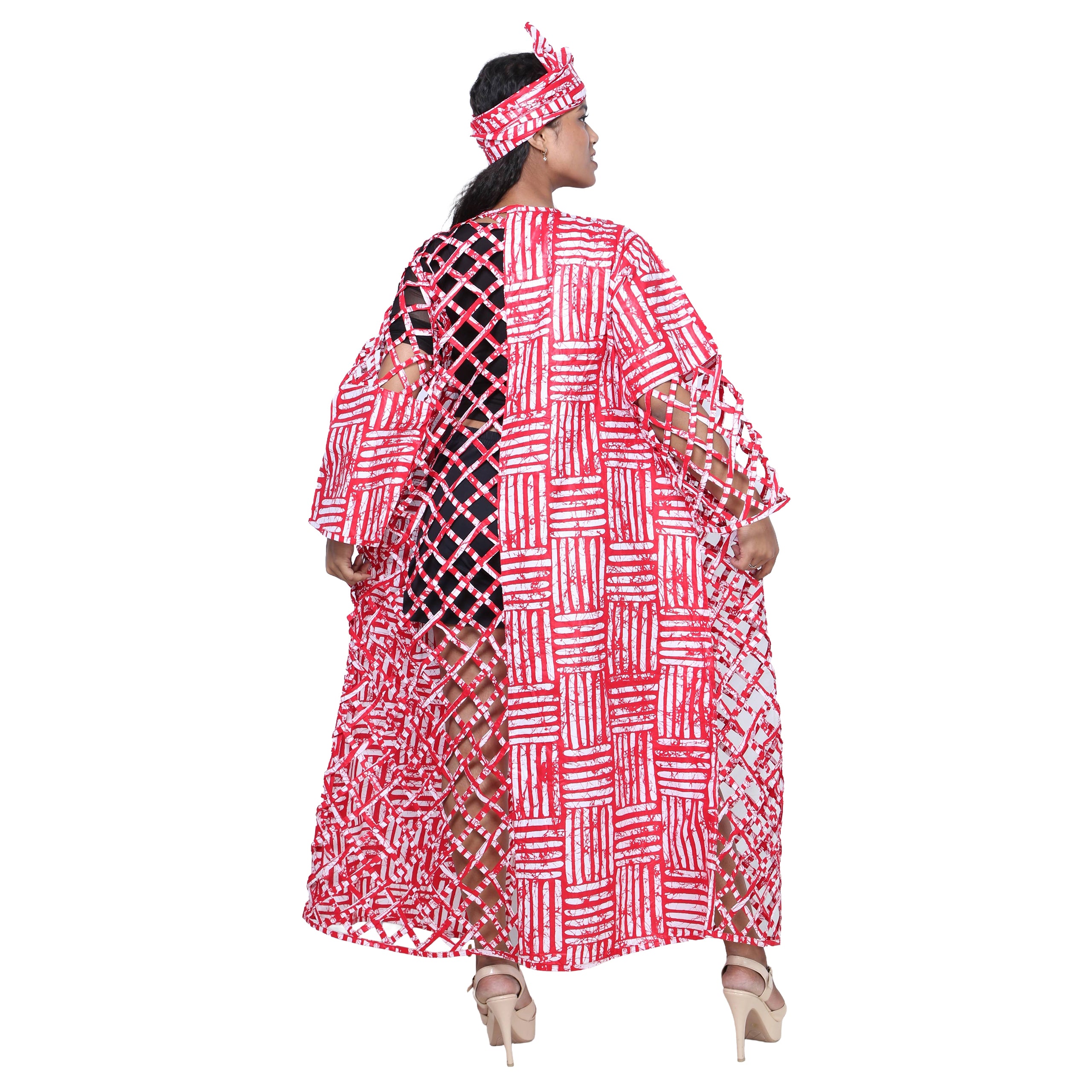 Women's African Half Printed Cage Maxi Jacket -- FI-ST134