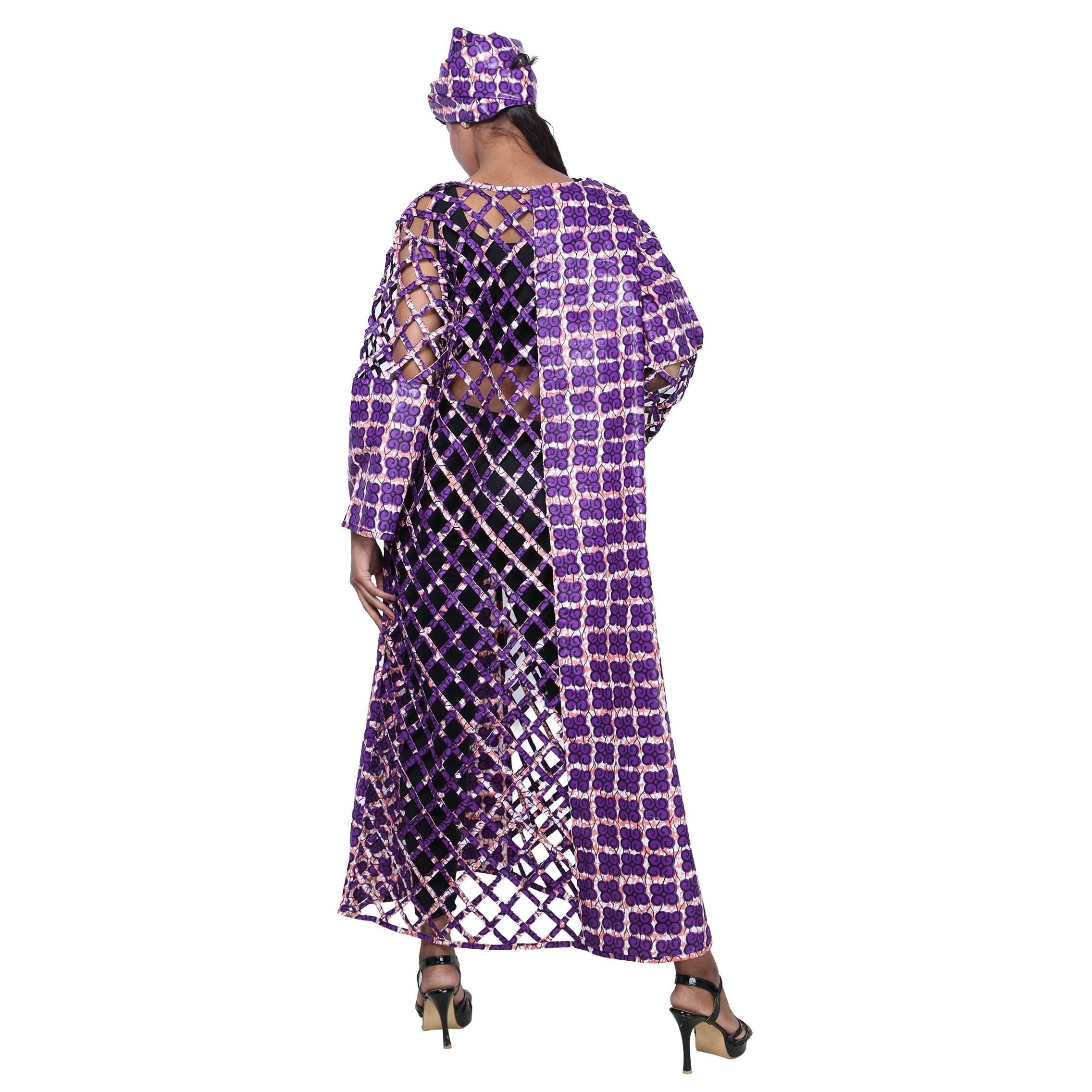 Women's African Half Printed Cage Maxi Jacket -- FI-ST134