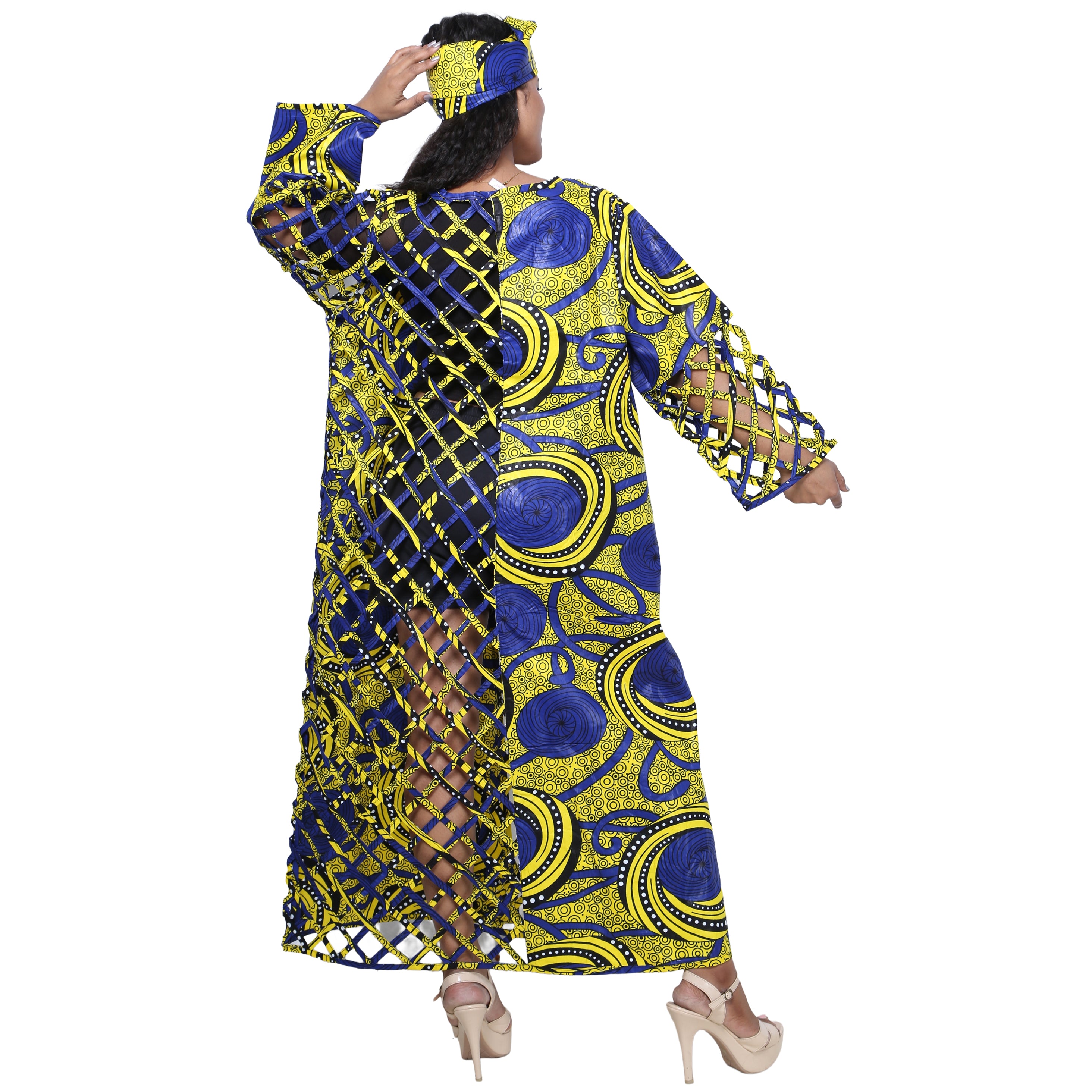 Women's African Half Printed Cage Maxi Jacket -- FI-ST134