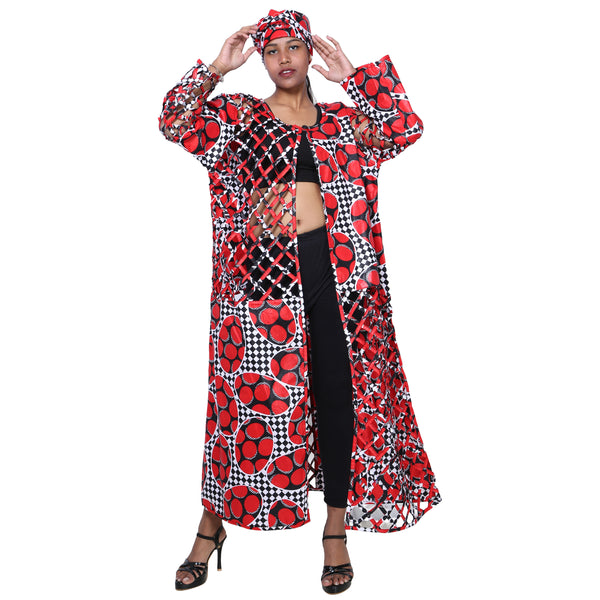 Women's Patch Printwork Cage Maxi Duster -- FI-ST135
