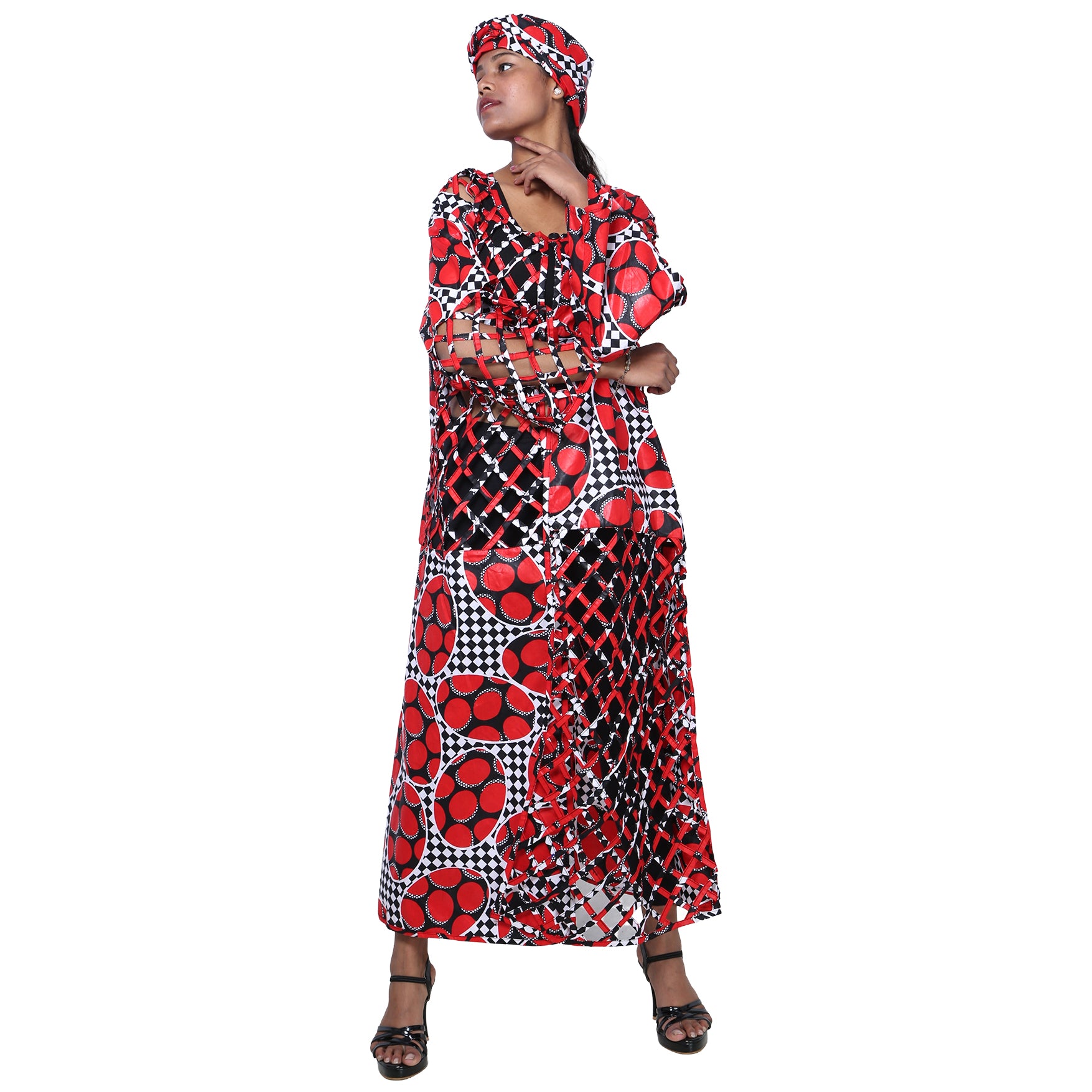 Women's Patch Printwork Cage Maxi Duster -- FI-ST135
