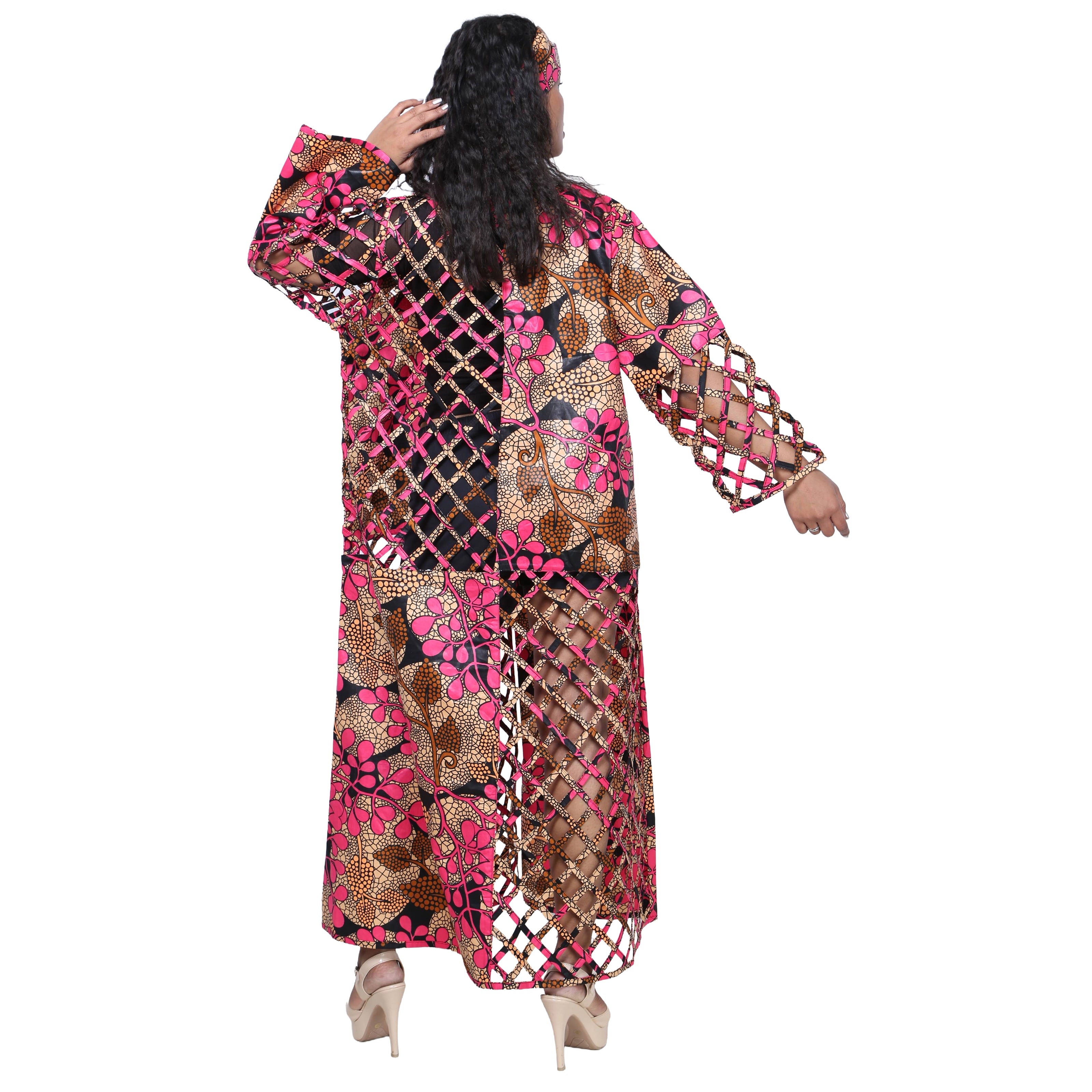 Women's Patch Printwork Cage Maxi Duster -- FI-ST135