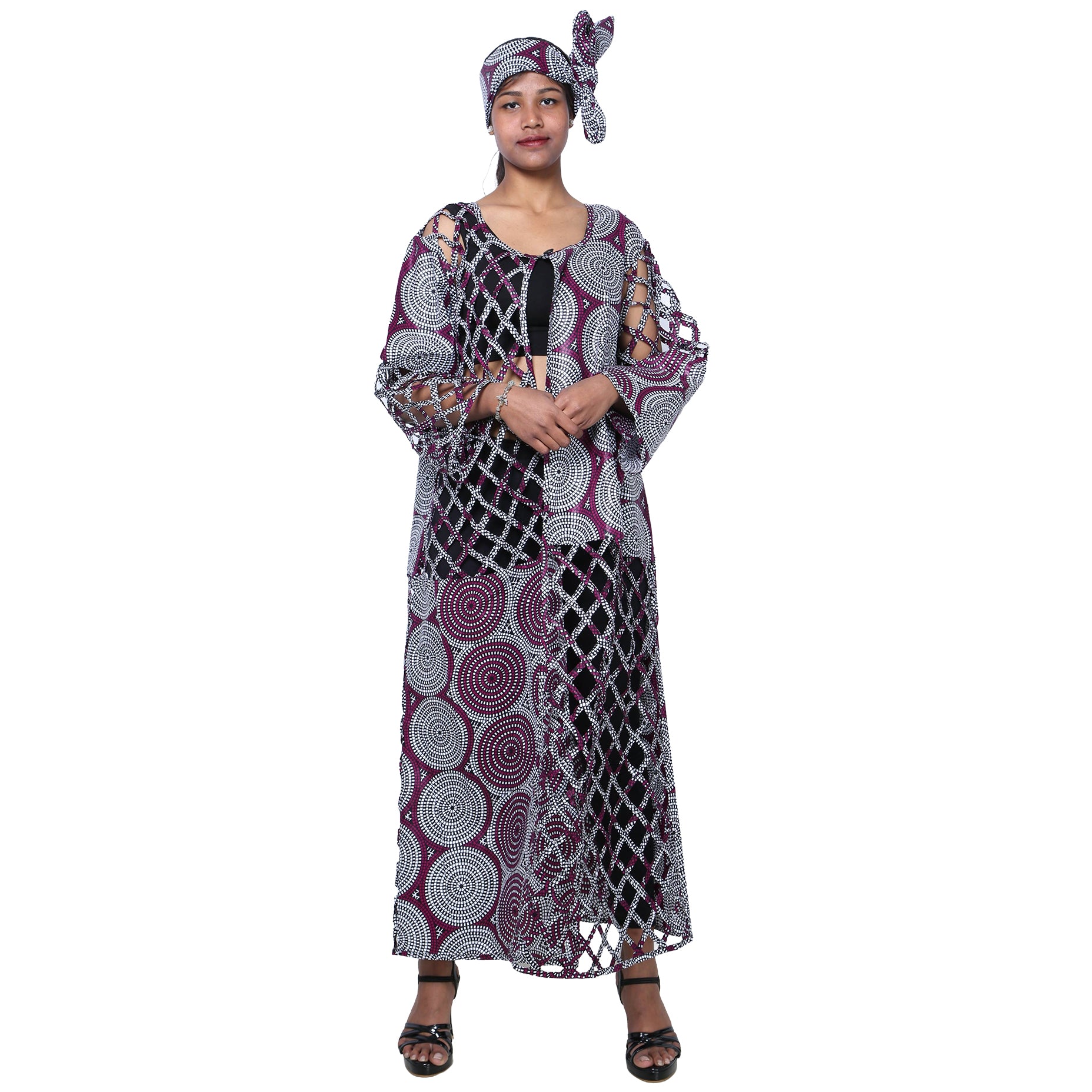 Women's Patch Printwork Cage Maxi Duster -- FI-ST135