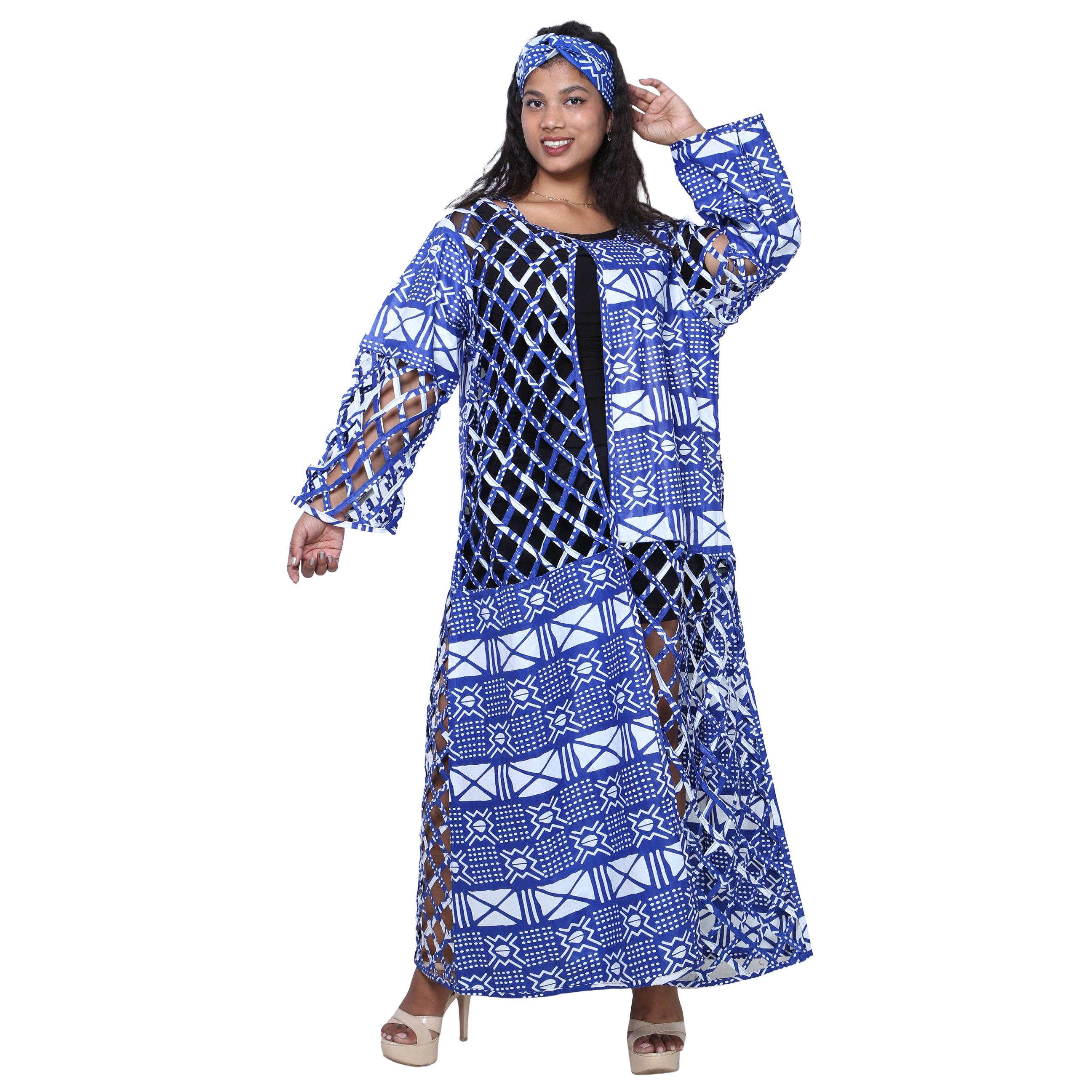 Women's Patch Printwork Cage Maxi Duster -- FI-ST135