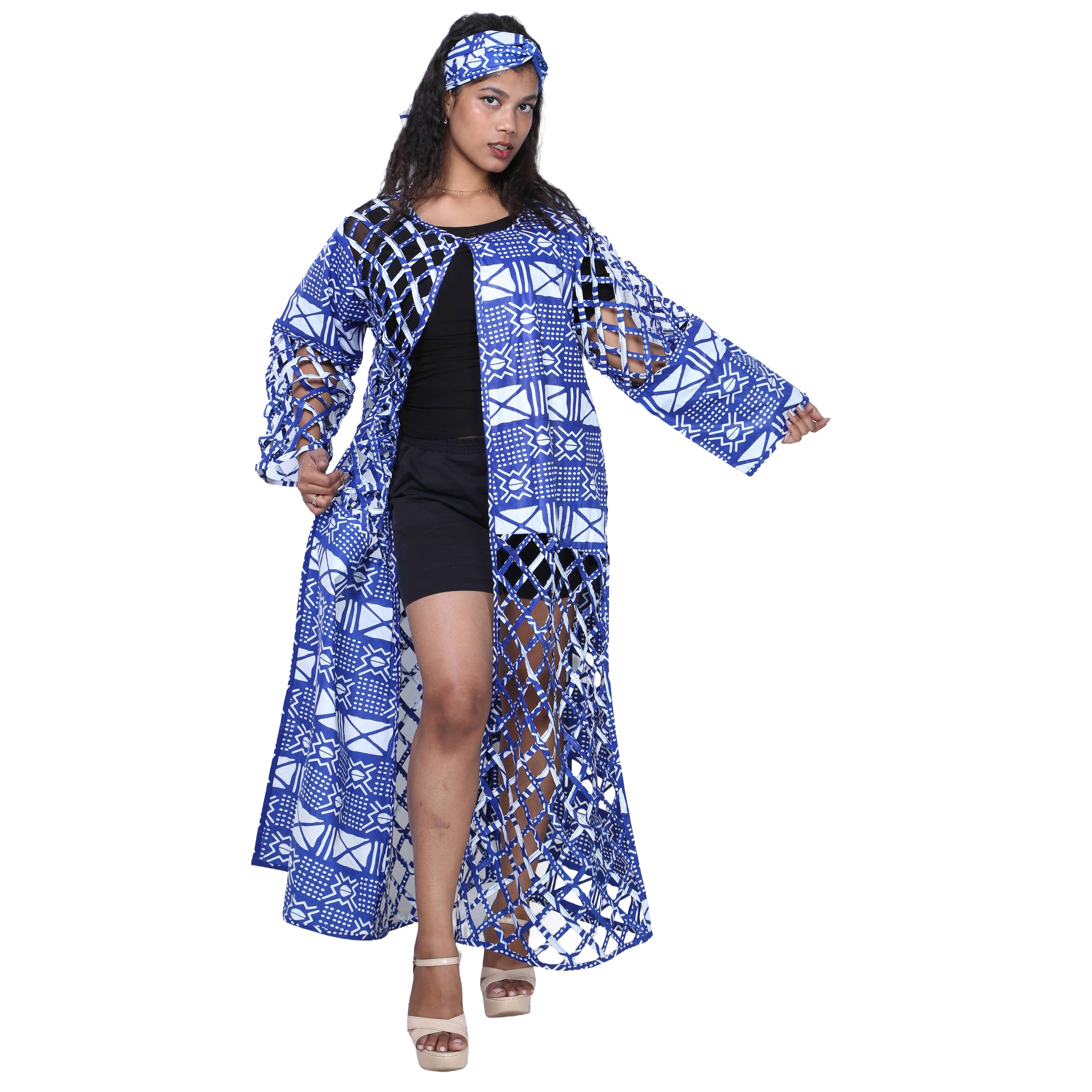 Women's Patch Printwork Cage Maxi Duster -- FI-ST135