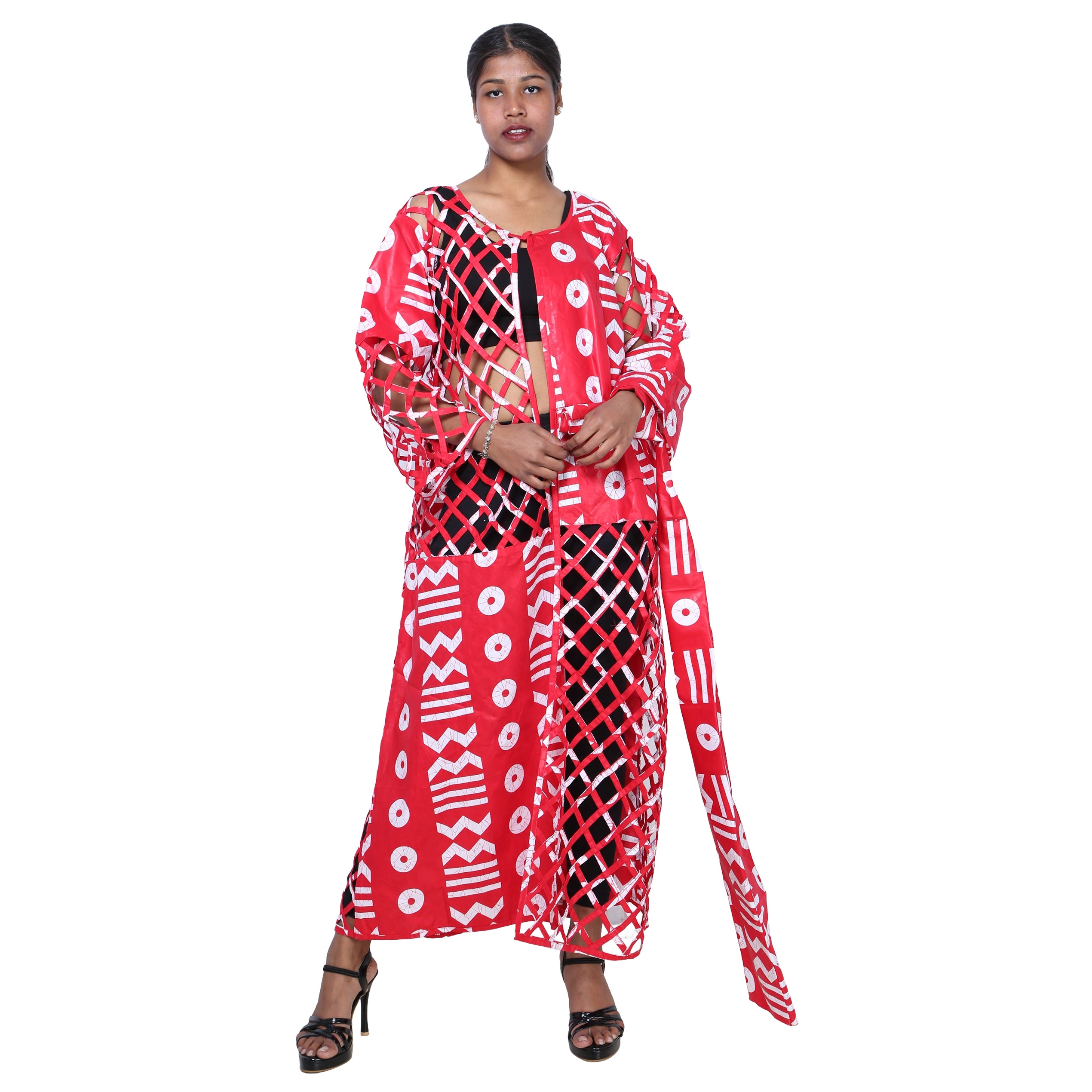 Women's Patch Printwork Cage Maxi Duster -- FI-ST135