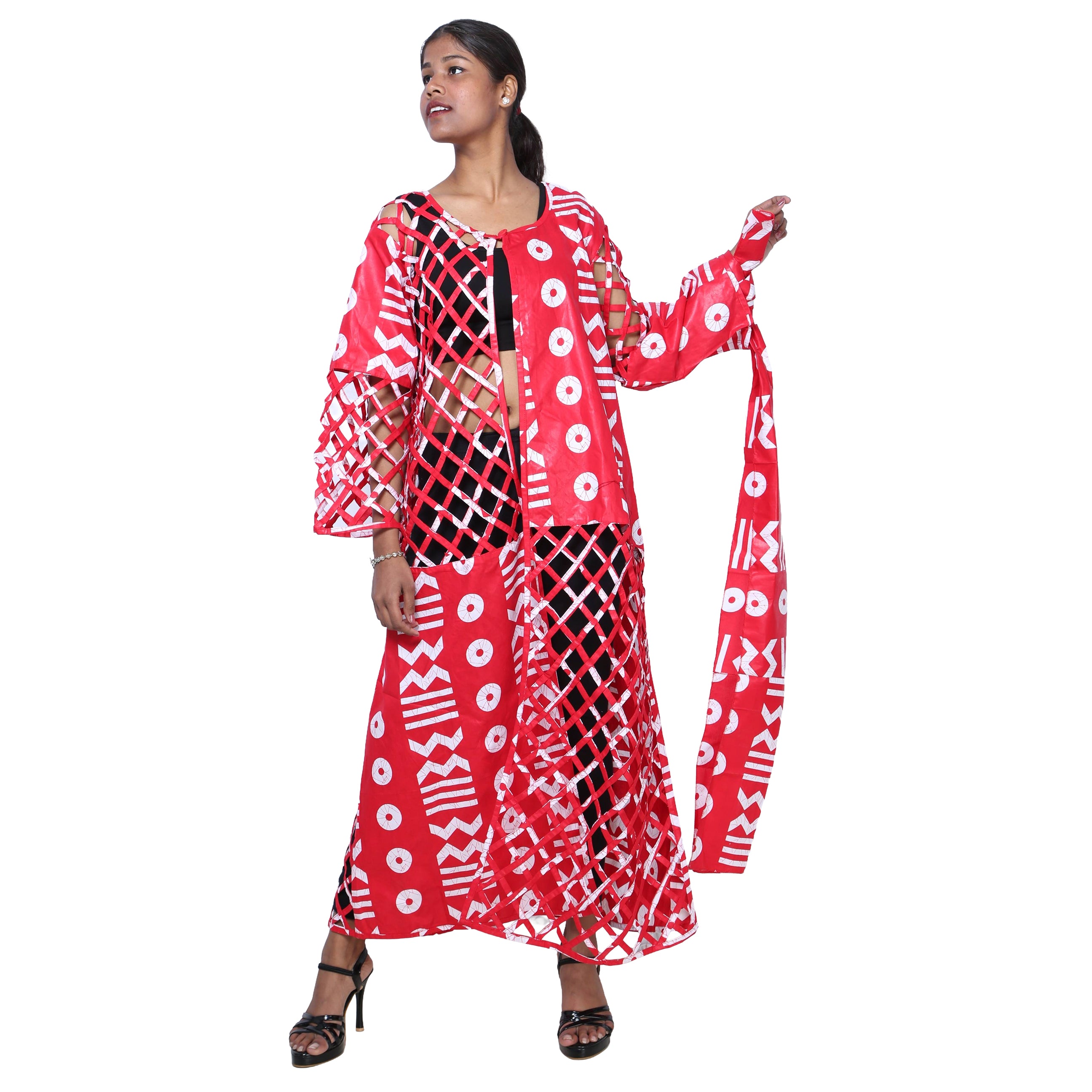 Women's Patch Printwork Cage Maxi Duster -- FI-ST135