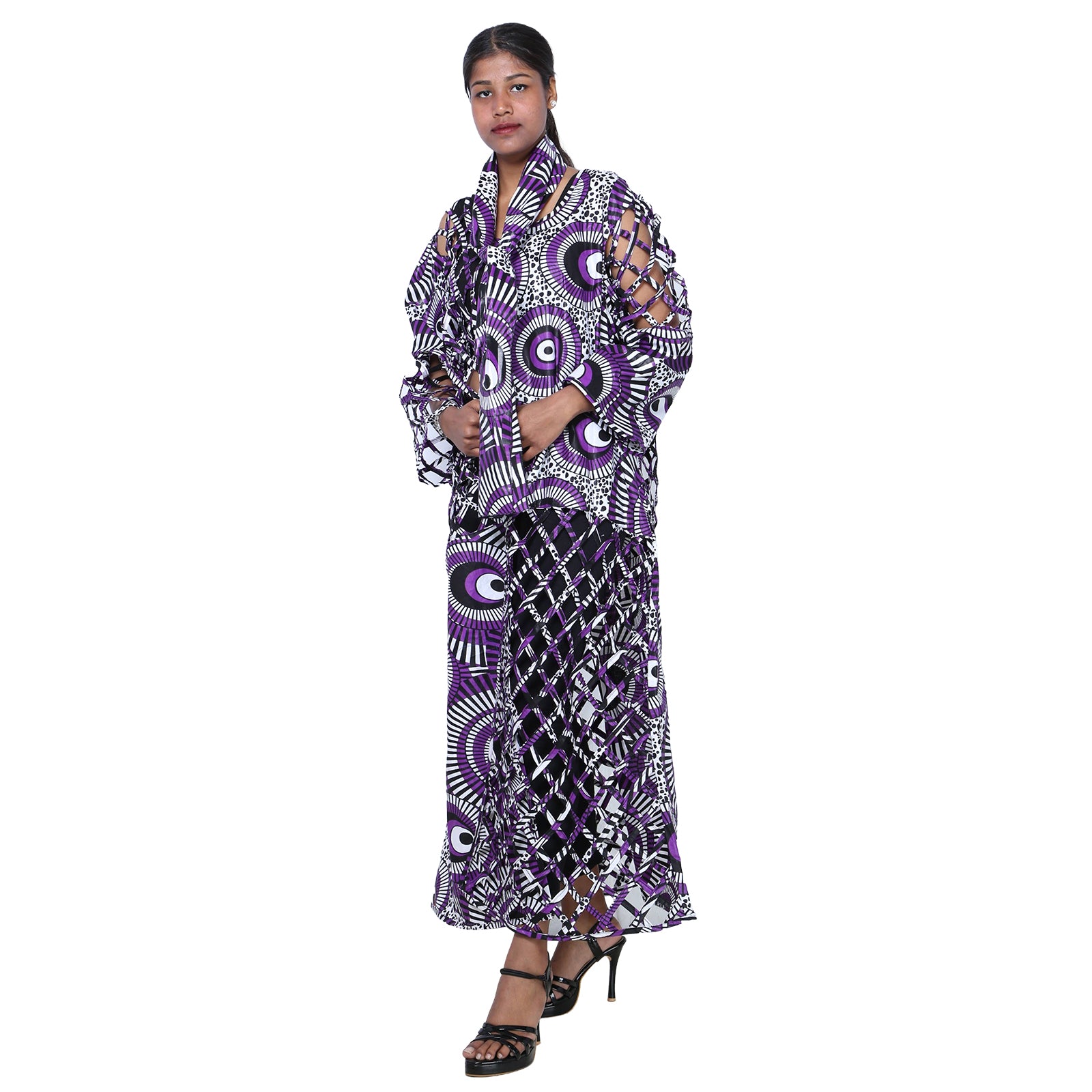 Women's Patch Printwork Cage Maxi Duster -- FI-ST135