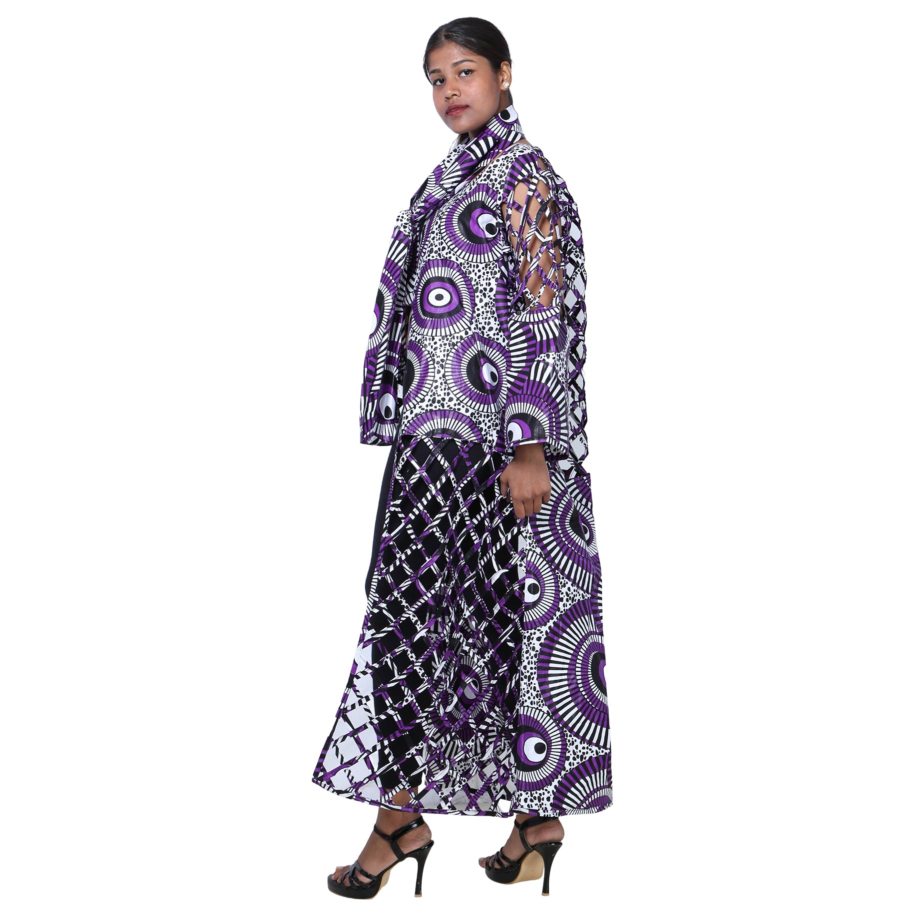 Women's Patch Printwork Cage Maxi Duster -- FI-ST135