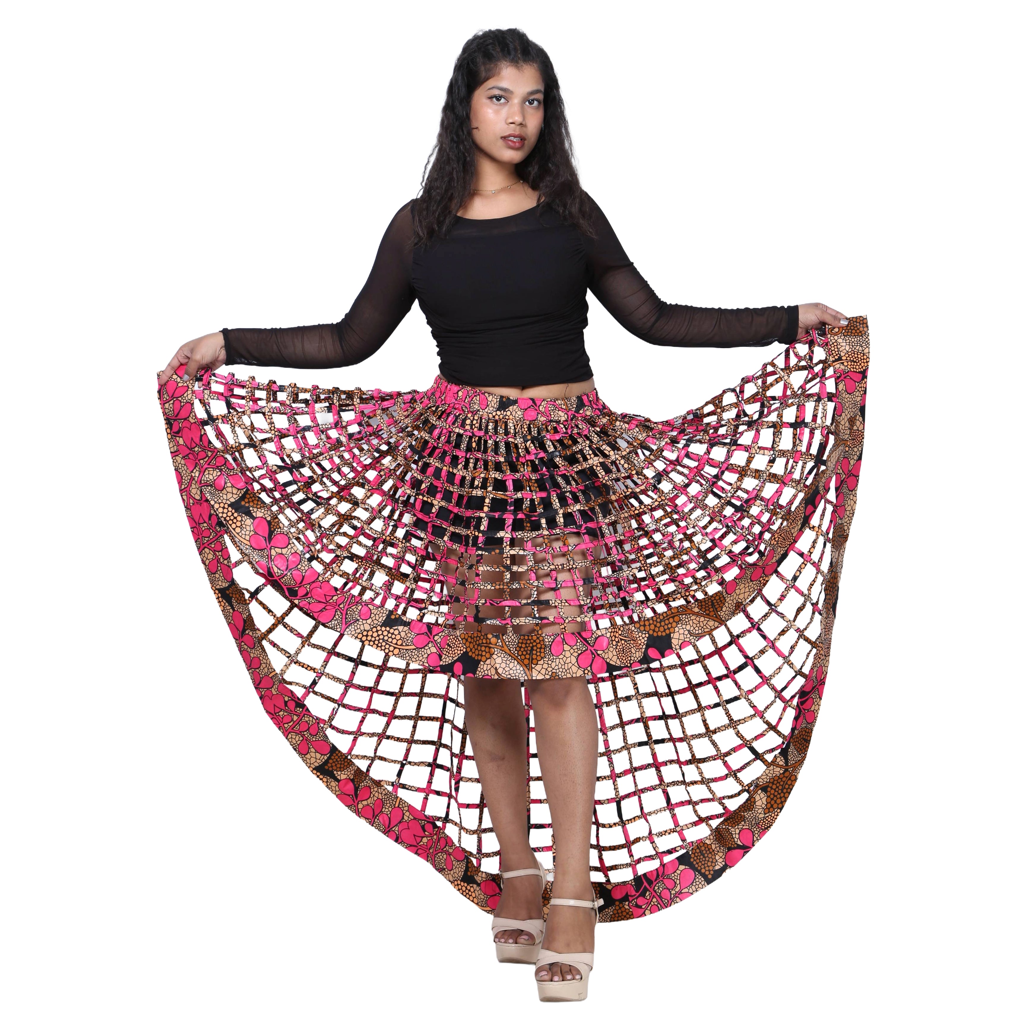 Cage Skirt with Removable Scarf Belt -- Multiwear Style -- ST-133