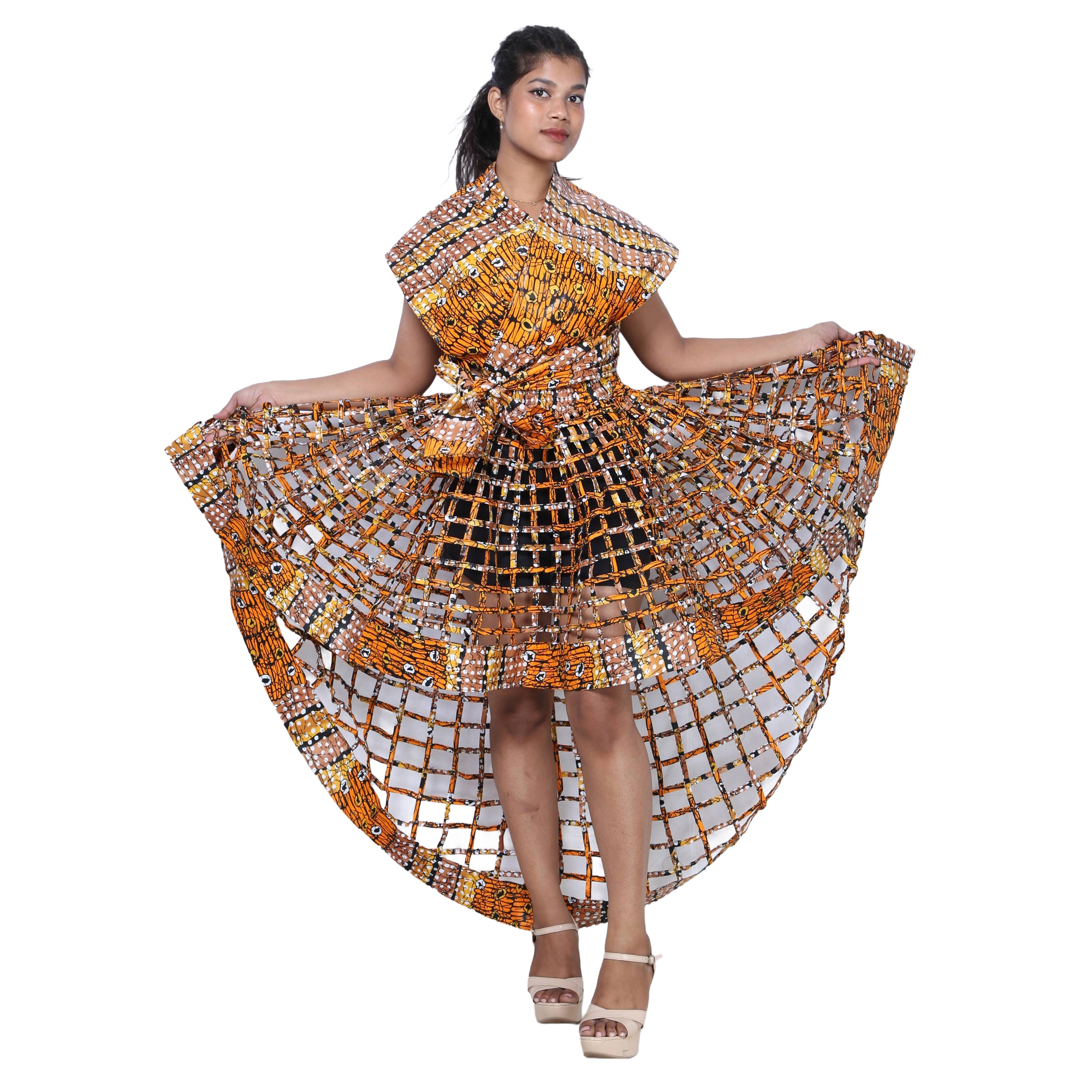 Cage Skirt with Removable Scarf Belt -- Multiwear Style -- ST-133