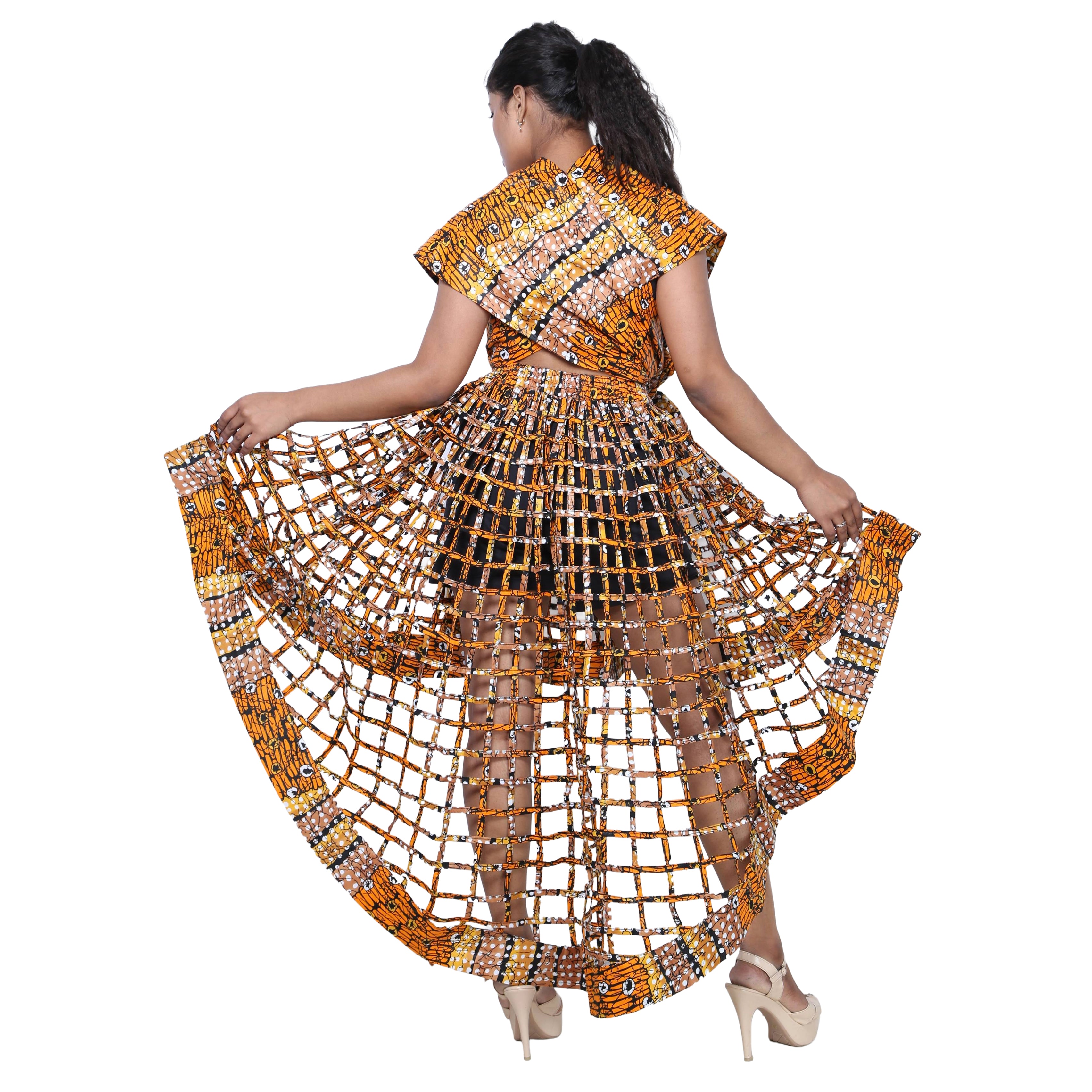 Cage Skirt with Removable Scarf Belt -- Multiwear Style -- ST-133