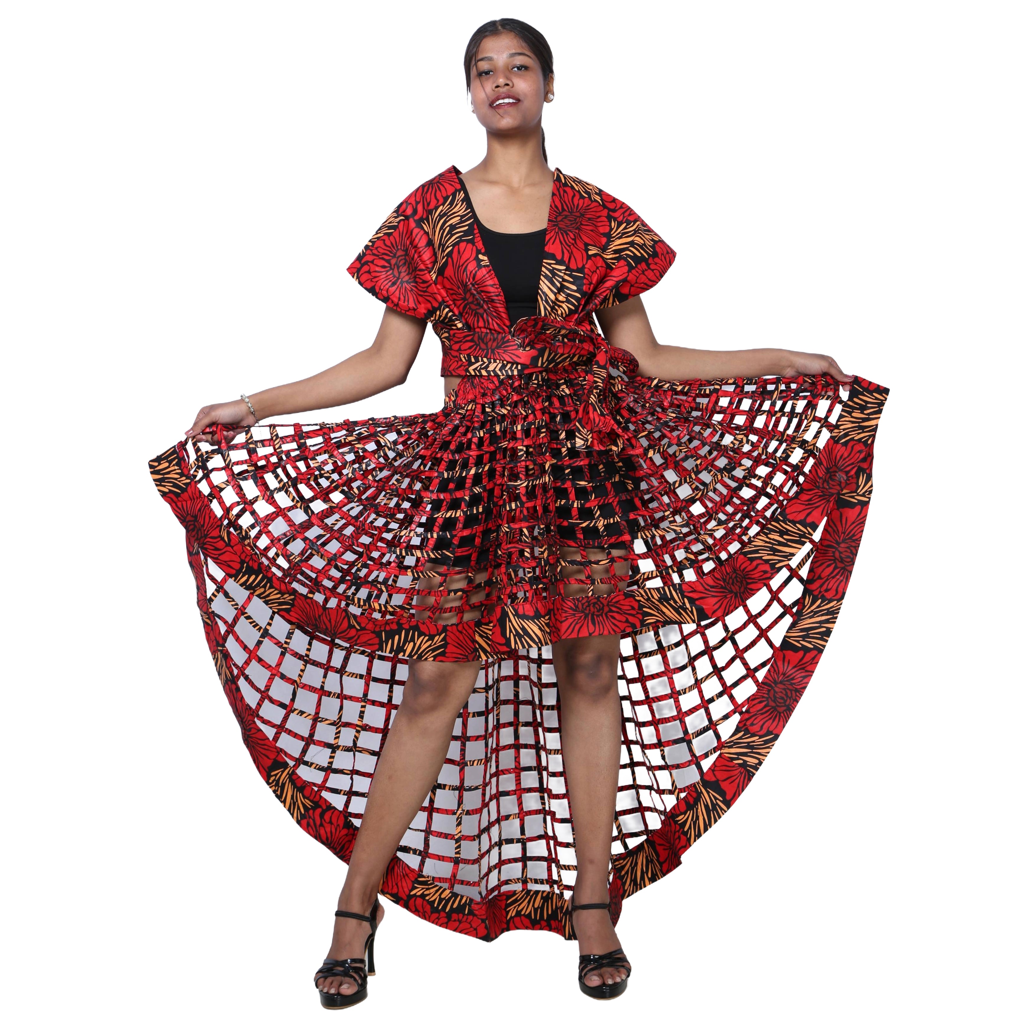 Cage Skirt with Removable Scarf Belt -- Multiwear Style -- ST-133