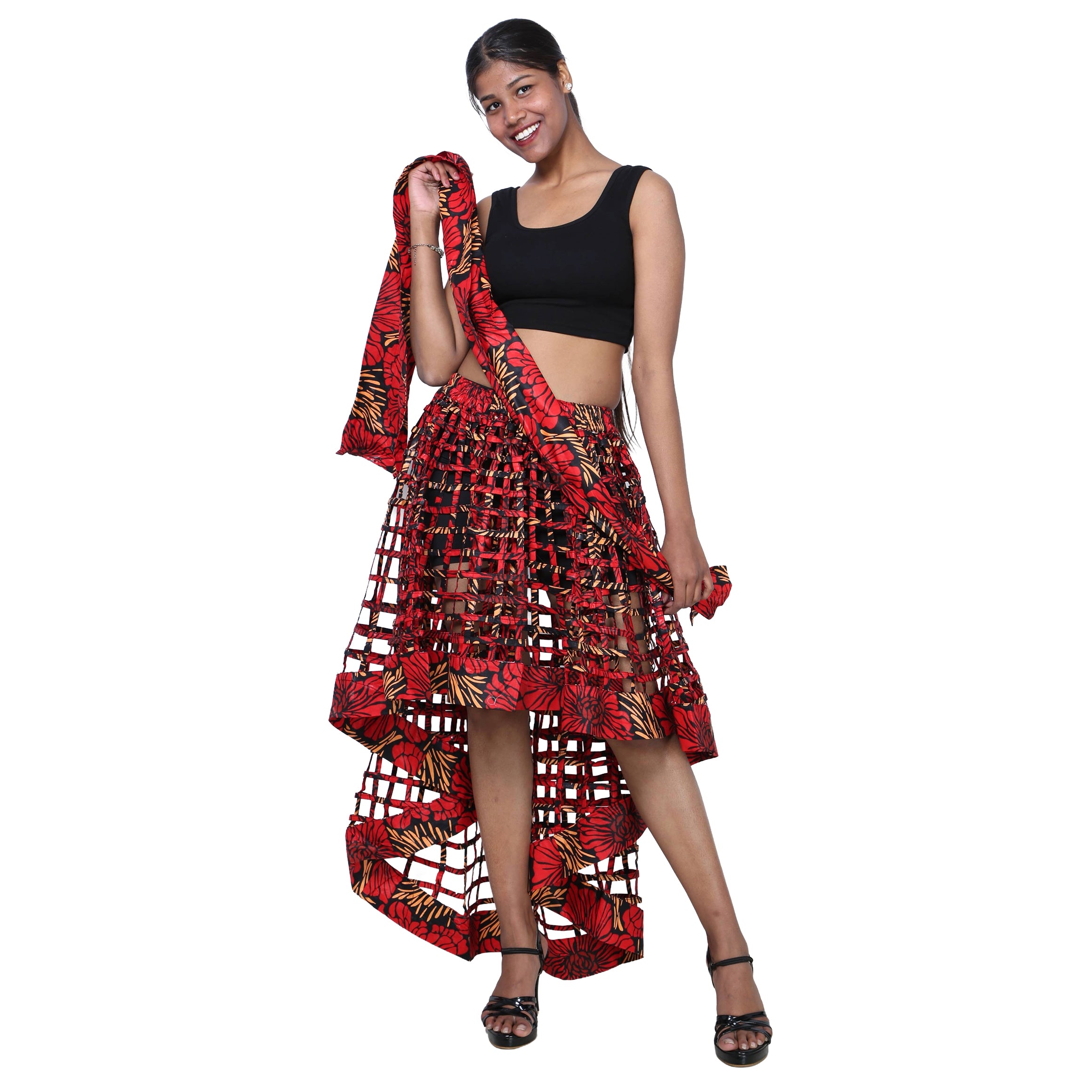 Cage Skirt with Removable Scarf Belt -- Multiwear Style -- ST-133