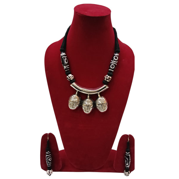 African 3 Head Necklace Set with Earrings