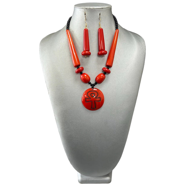 African Women's Colored Wood Necklace -- Ank -- Jewelry 59 - Ank