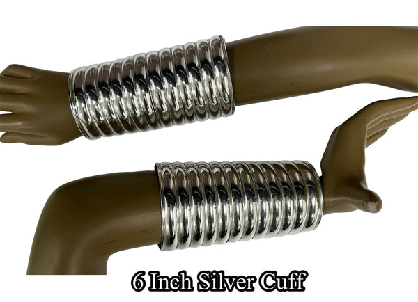 Women's Brass Silver Plated 6 Inch Cuff Set