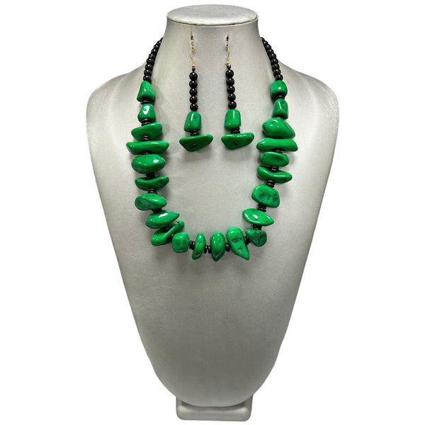 Women's African Solid Color Beaded Necklace Set -- Jewelry 53