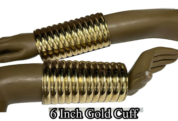 Women's Brass Gold Plated 6 Inch Cuff Set