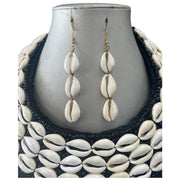 African Cowrie Shell Tribal Design Necklace with Cowrie Shell Earrings