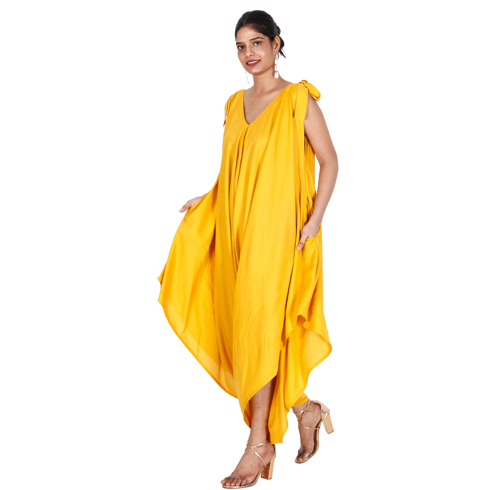 Women's Rayon Jumpsuit with Tie Sleeves FI-R3023