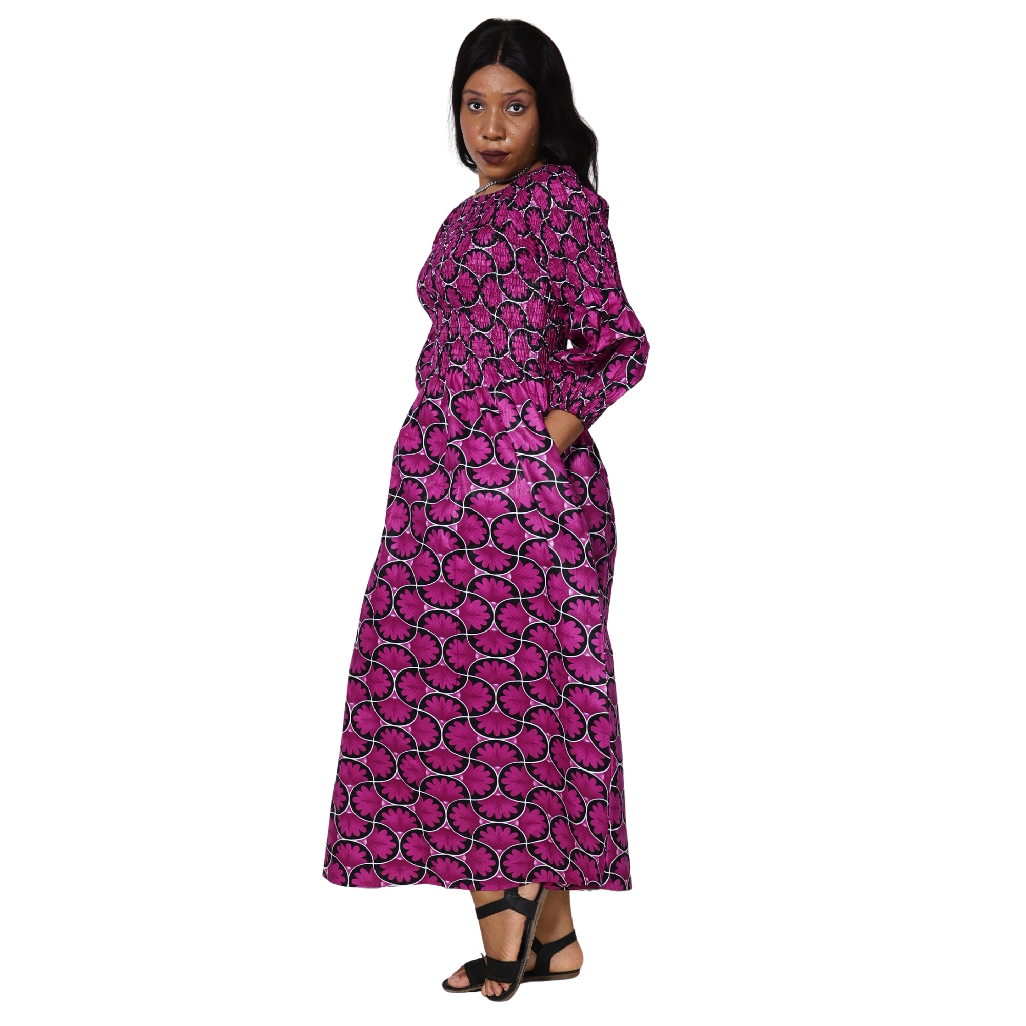 Women's African Printed Off Shoulder Maxi Dress -- FI-50084