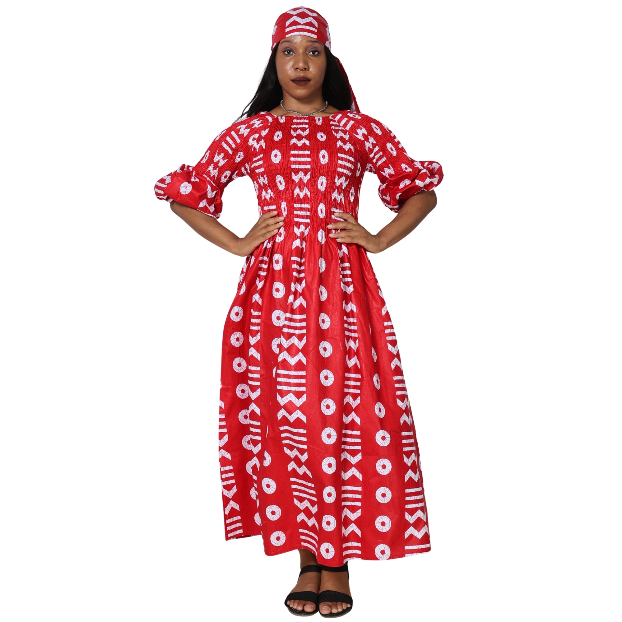 Women's African Printed Off Shoulder Maxi Dress -- FI-50084