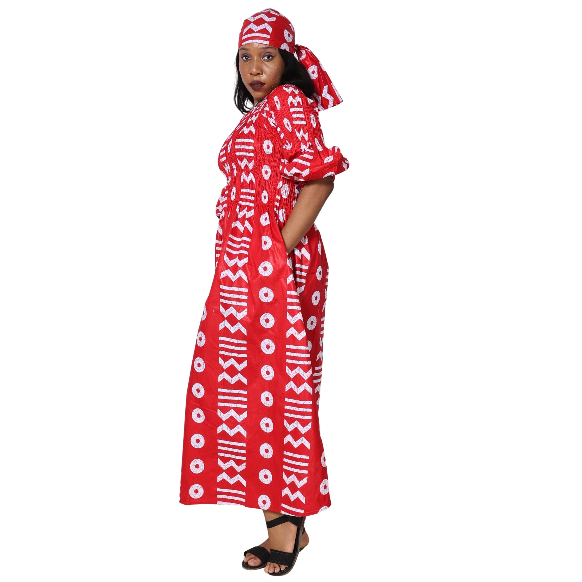 Women's African Printed Off Shoulder Maxi Dress -- FI-50084