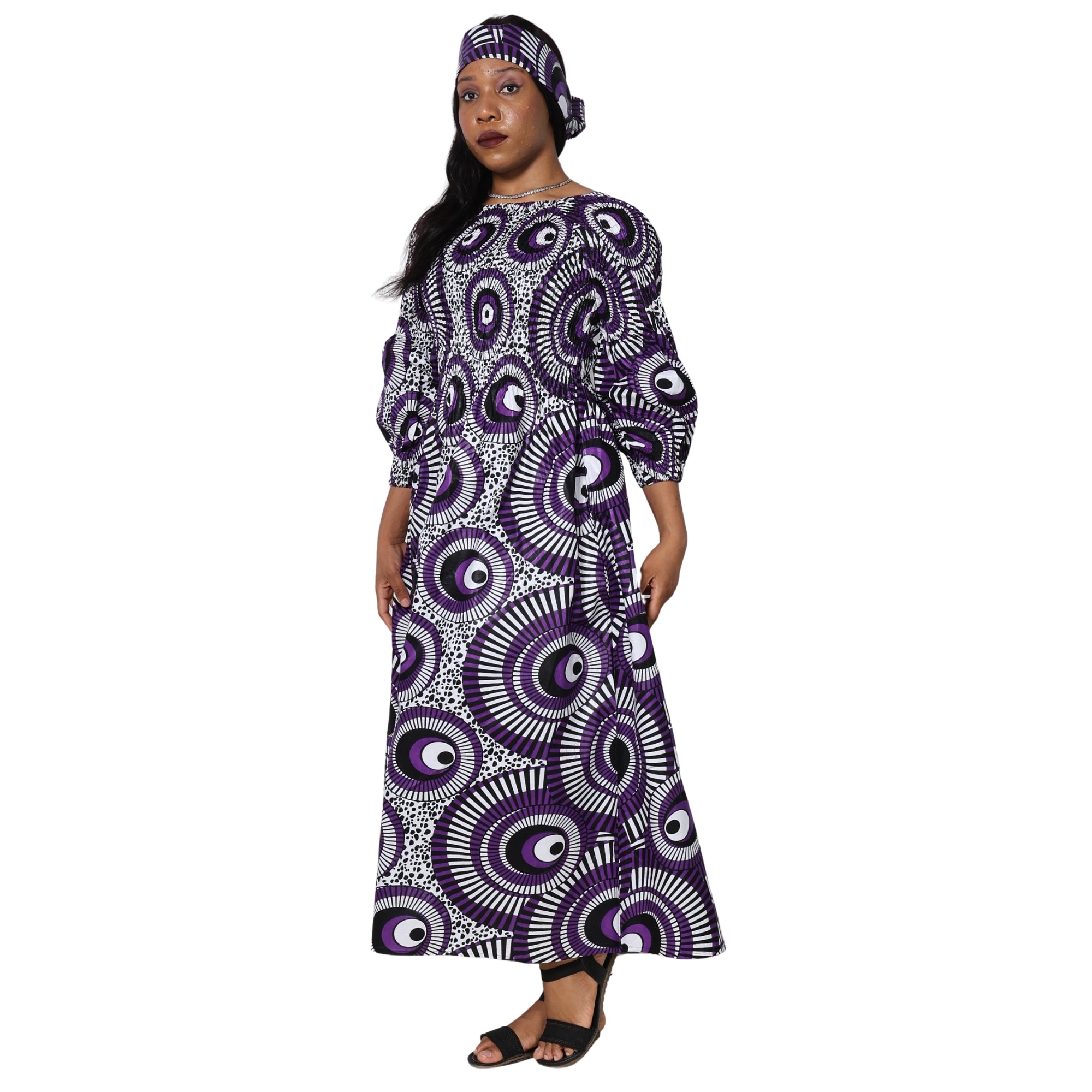Women's African Printed Off Shoulder Maxi Dress -- FI-50084