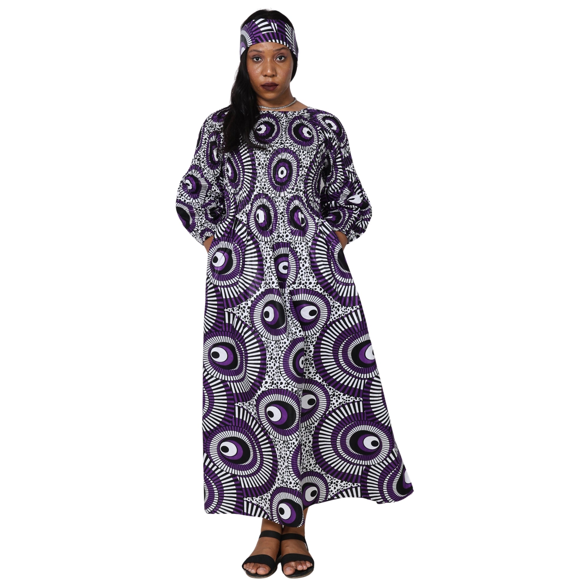 Women's African Printed Off Shoulder Maxi Dress -- FI-50084