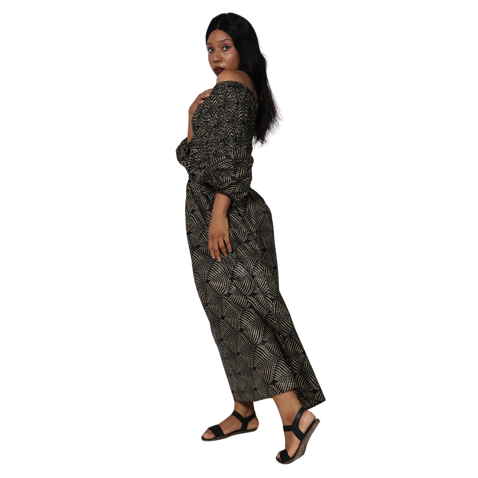 Women's African Printed Off Shoulder Maxi Dress -- FI-50084