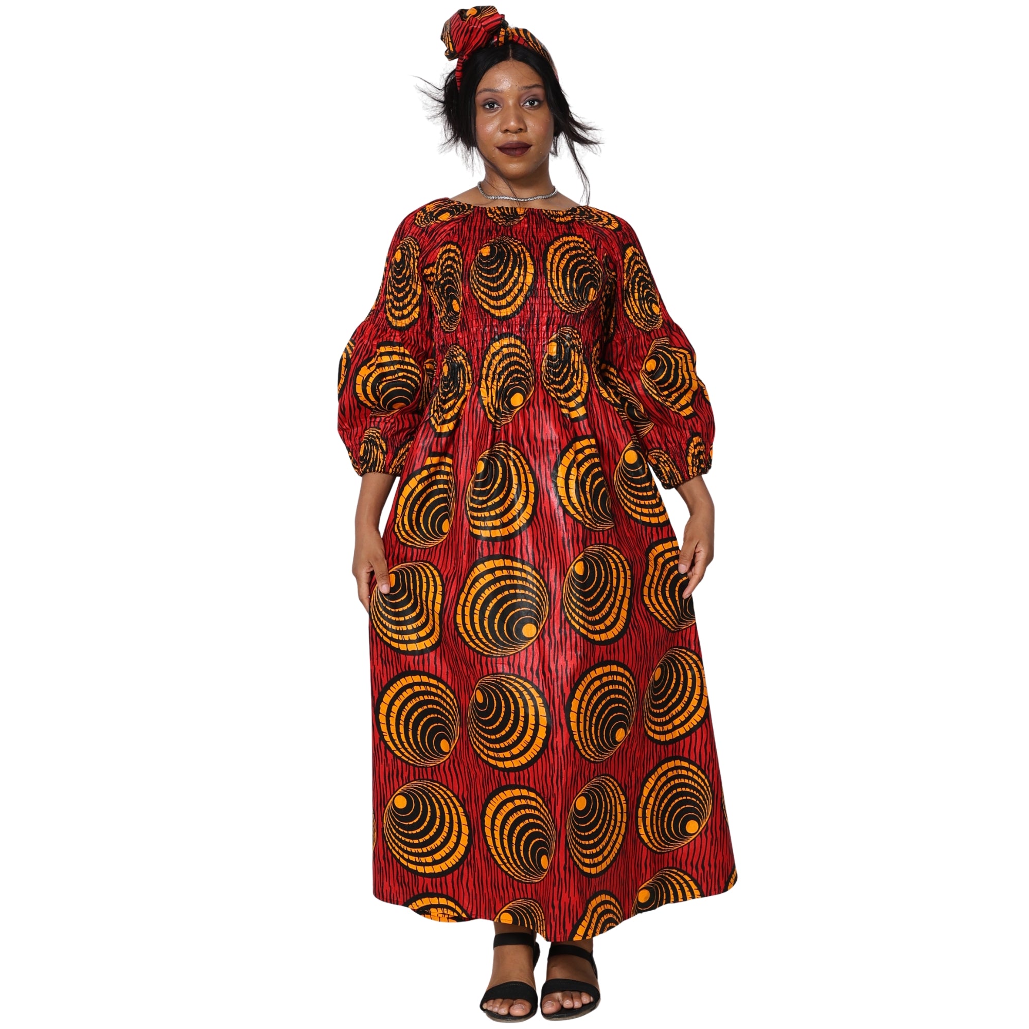 Women's African Printed Off Shoulder Maxi Dress -- FI-50084